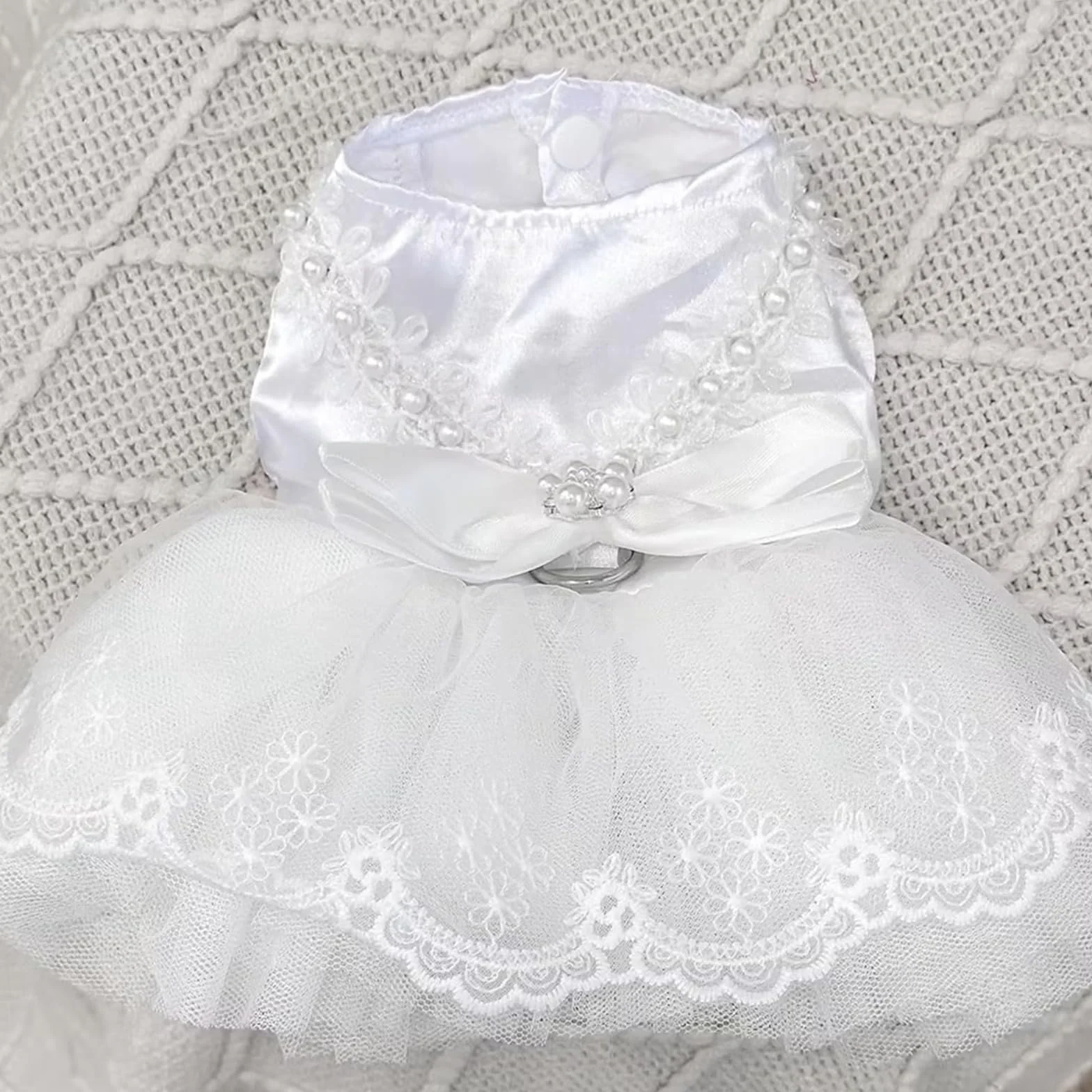 Abito Da Sposa Del Cane Bianco Puppy Tutu Gonna Con Arco E Perla Decorazione Vestiti Di Gatto Di Lusso Con Anello Di Guinzaglio Per Cani Di Piccoli Gatti,Vestiti per Cani e Gatti, Gonna in Tulle