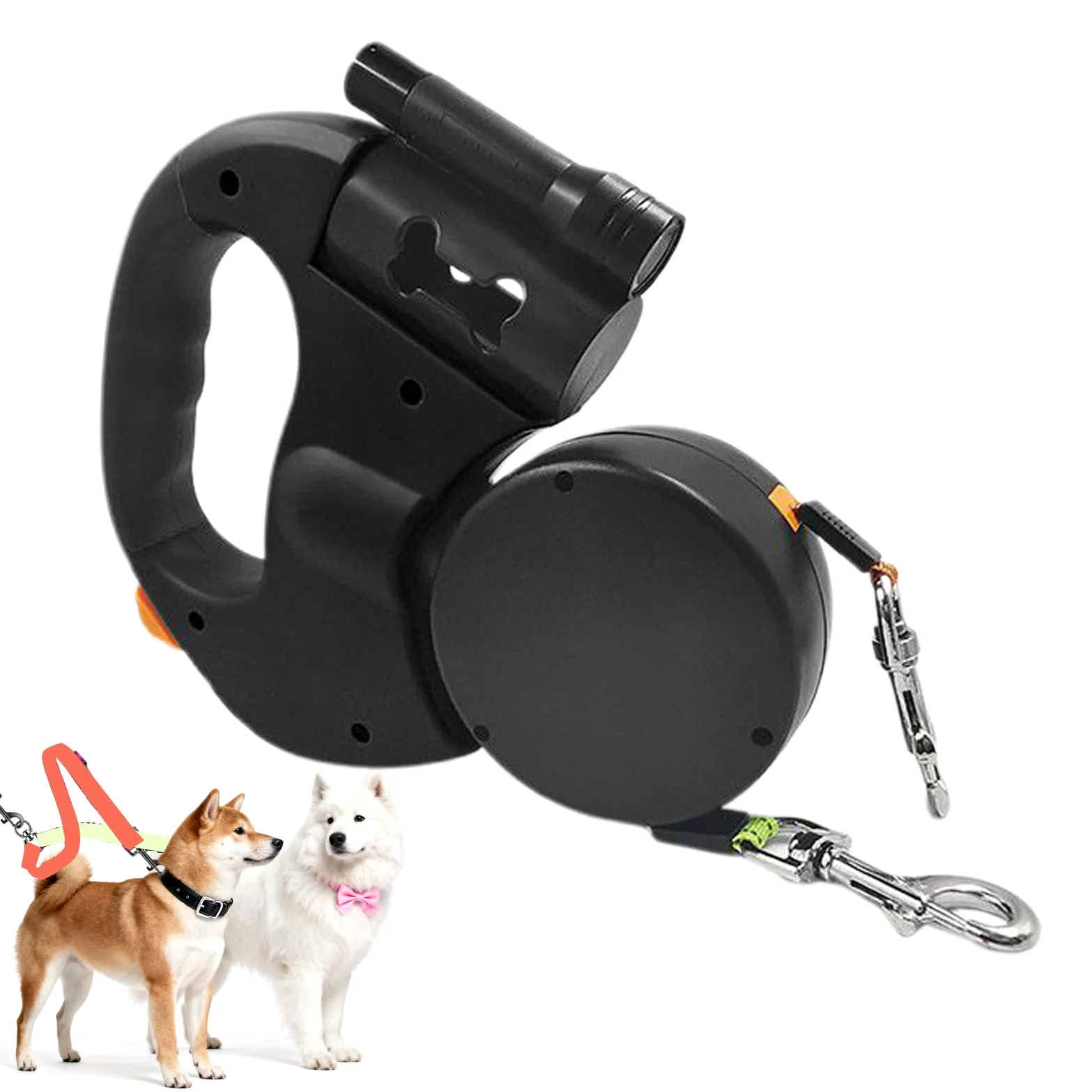 Guinzaglio Doppio per Due Cani Guinzaglio Antiscivolo Pieghevole | Guinzaglio Lungo Per Cani Ideale Per Campeggio Passeggiate Spiaggia Escursionismo Corsa