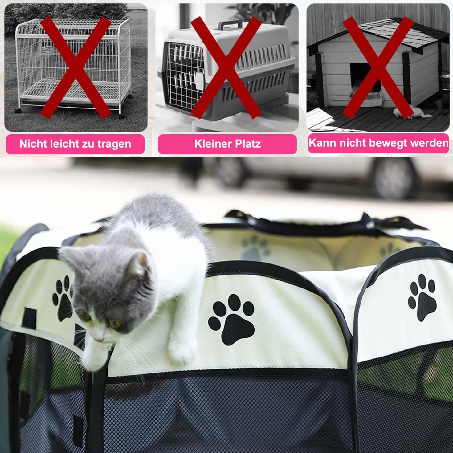 Pieghevole Beccucciolo portatile per cani 74 x 74 x 43 cm blu impermeabile Oxford