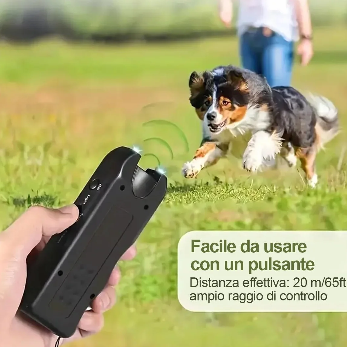 Dispositivo Repellente per Cani Aggressivi con Ultrasuoni e LED Flash - Portatile e Sicuro - Allontana Cani Minacciosi Senza Danneggiarli, Perfetto per Jogging, Passeggiate, Ciclisti 20MT (Stop Dog X)