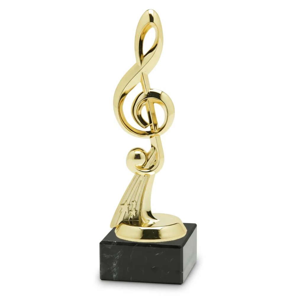 Trofeo Nota Musica in ABS – Premio Musica Elegante per Eventi, Concorsi, Scuole, Bande e Cantanti – Coppa Musicale con Base Personalizzabile – Idea Regalo Musicisti (Altezza 19cm)