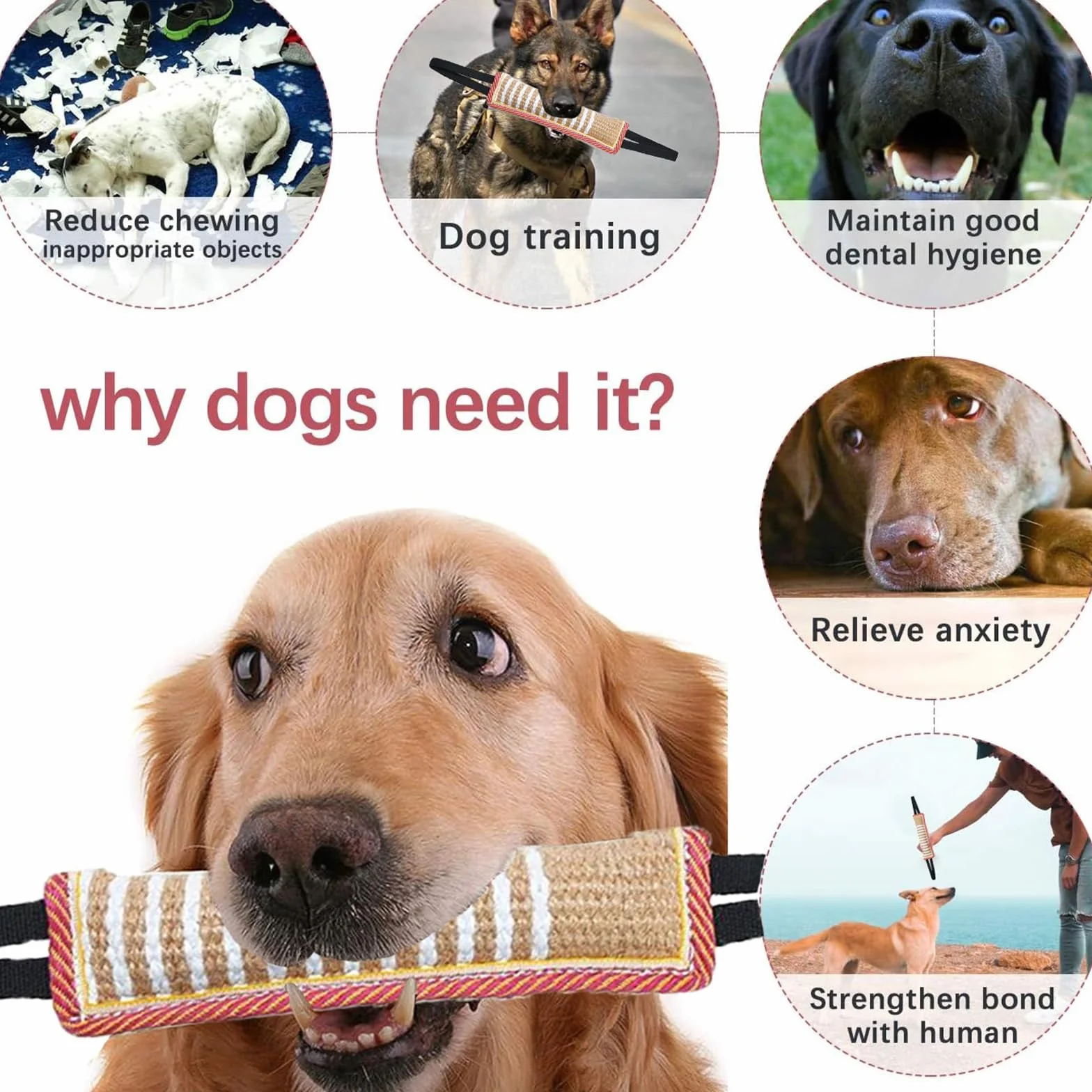 Manicotto in Juta per Cani con 2 Maniglie - Giocattolo per Addestramento e Gioco Interattivo - Dummy Tug of War per Cane di Taglia Medio-Grande - 2 Pezzi