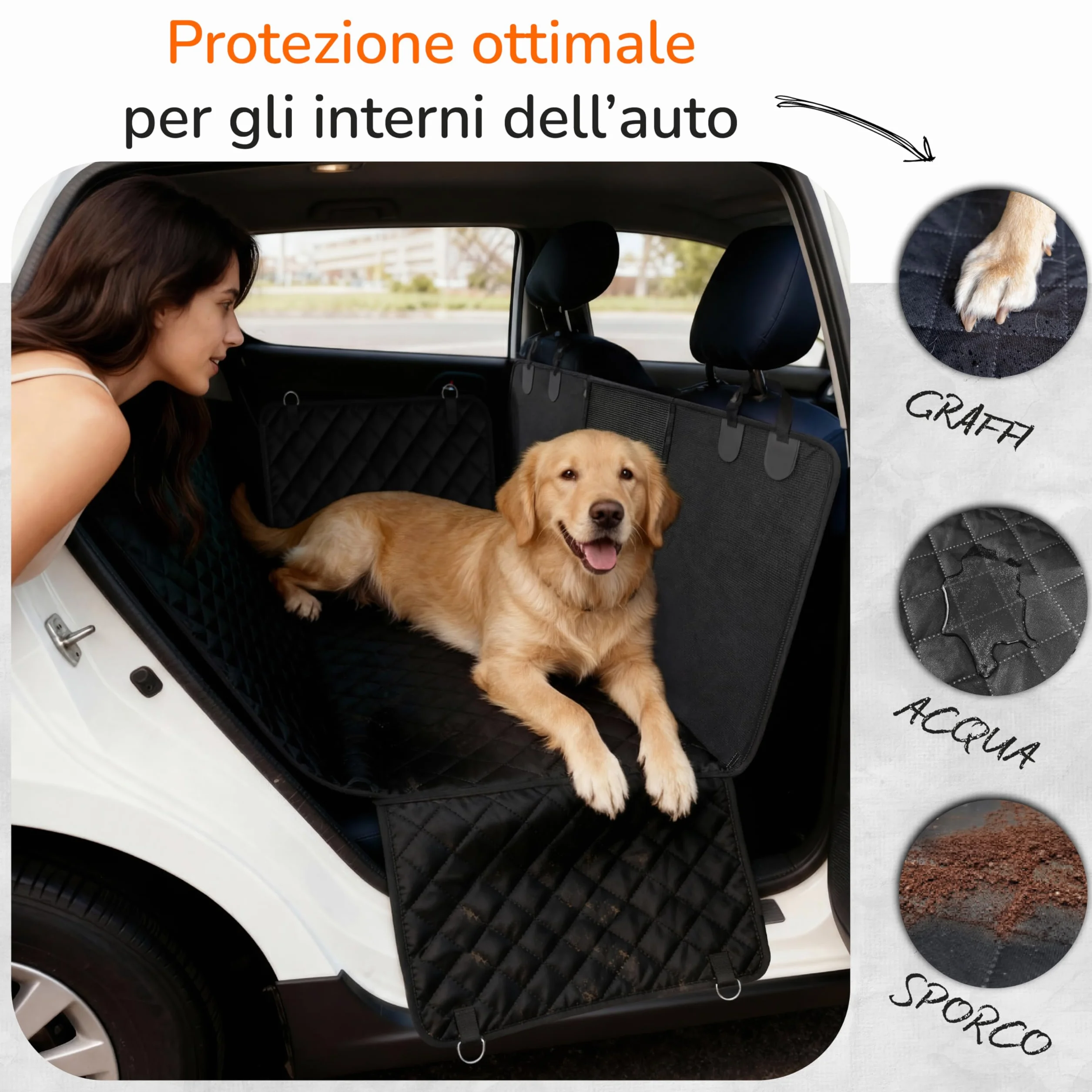 Upgrade4cars Telo Sedile Posteriore per Cani Universale Impermeabile e Antiscivolo Accessori Auto Cane Durevole