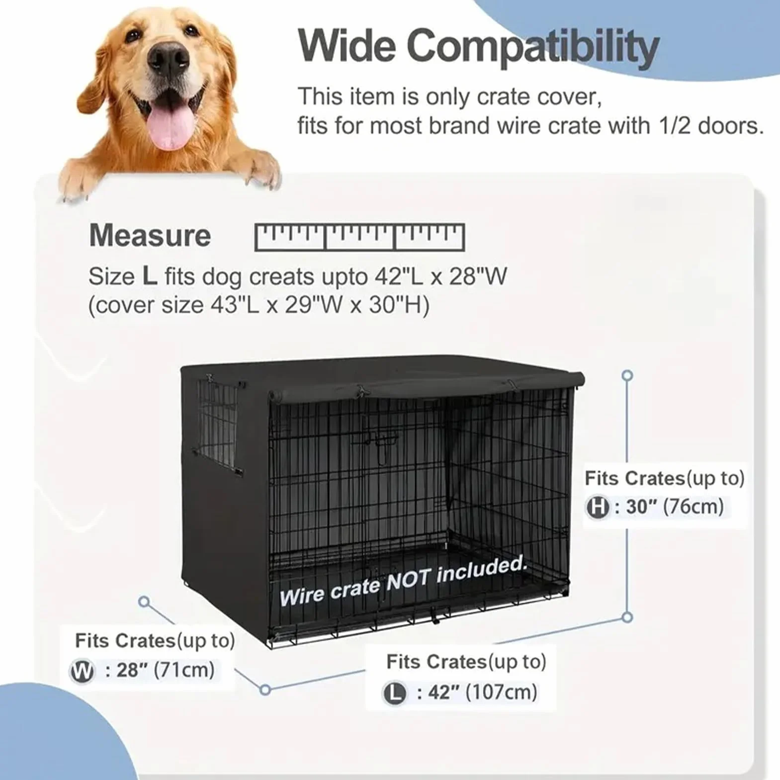 Copertura Gabbia Cani Impermeabile Tessuto Oxford 210D Doppia Porta per Kennel Cuccioli Gatti Addestramento Interni Esterni