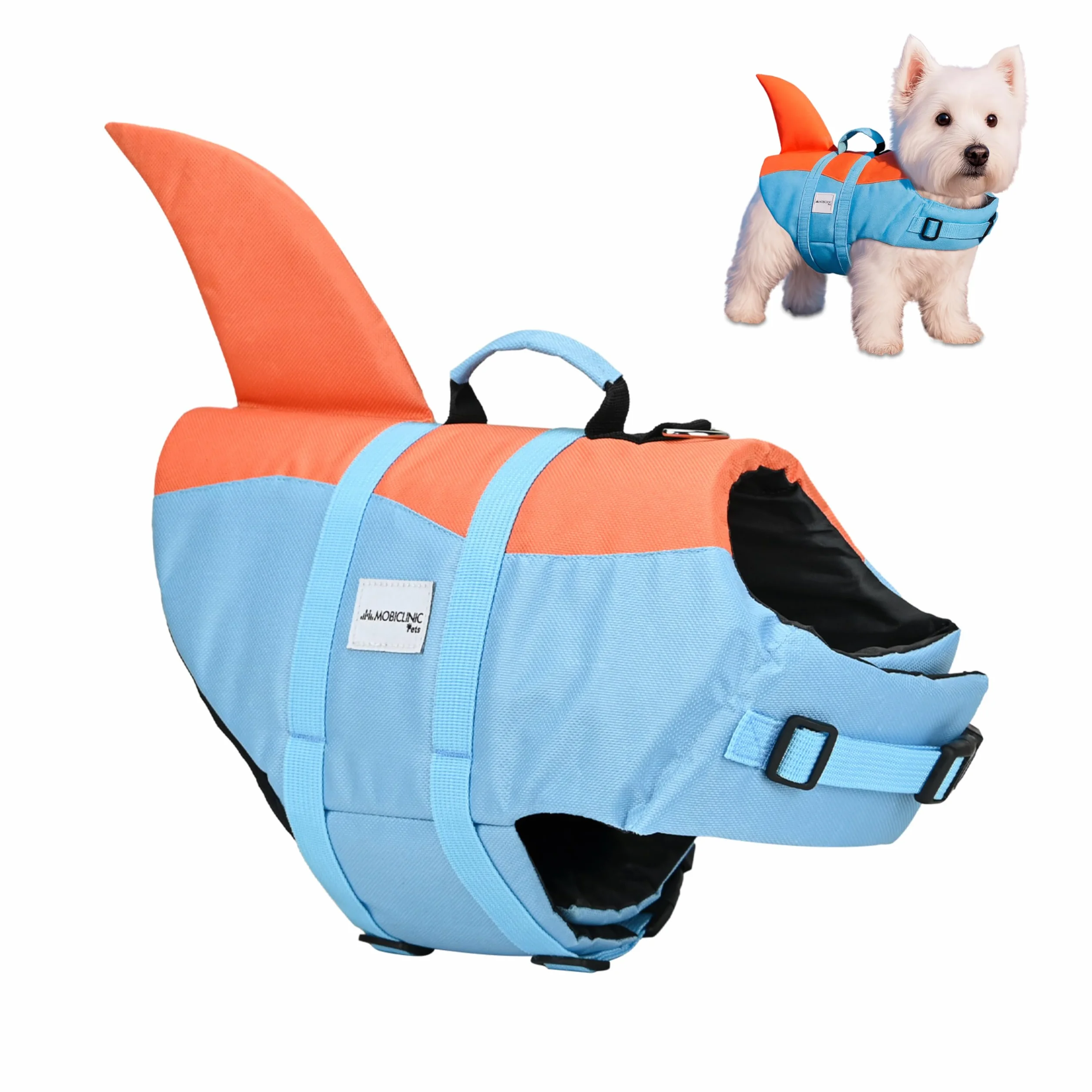 Mobiclinic® Salvagente per Cane Design a Pinna di Squalo Imbracatura Regolabile Galleggiabilità Visibilità Leggero