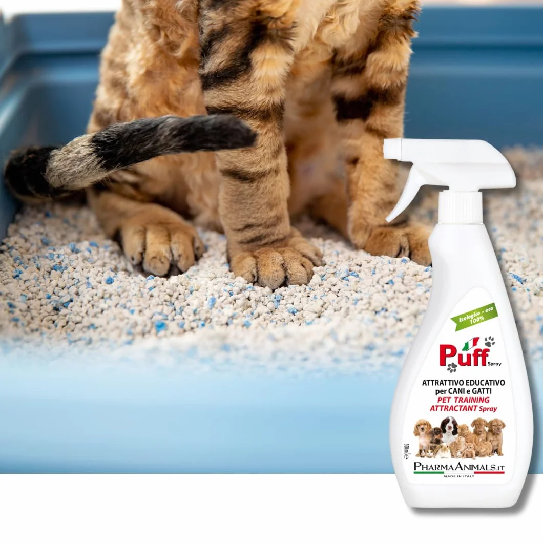 Puff Spray Attrattivo Naturale per Addestramento Cani e Gatti 100% Eco-Friendly | Facile Uso per Lettiera e Area Bisogni - 500 ml, Made in Italy