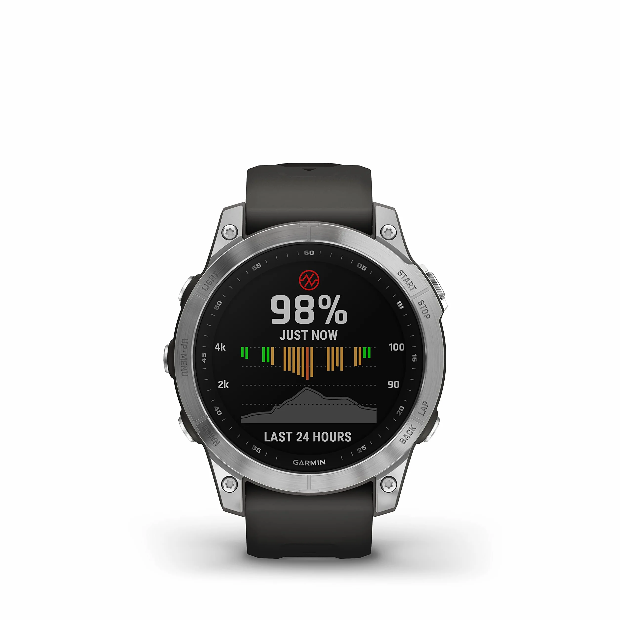 Garmin fēnix 7, Smartwatch, 47mm, Display 1,3", Touchscreen, +30 Sport, GNSS multi-band, Cardio, SpO2, Mappe, Musica, Garmin Pay, Autonomia 18 giorni (Silver & Graphite)