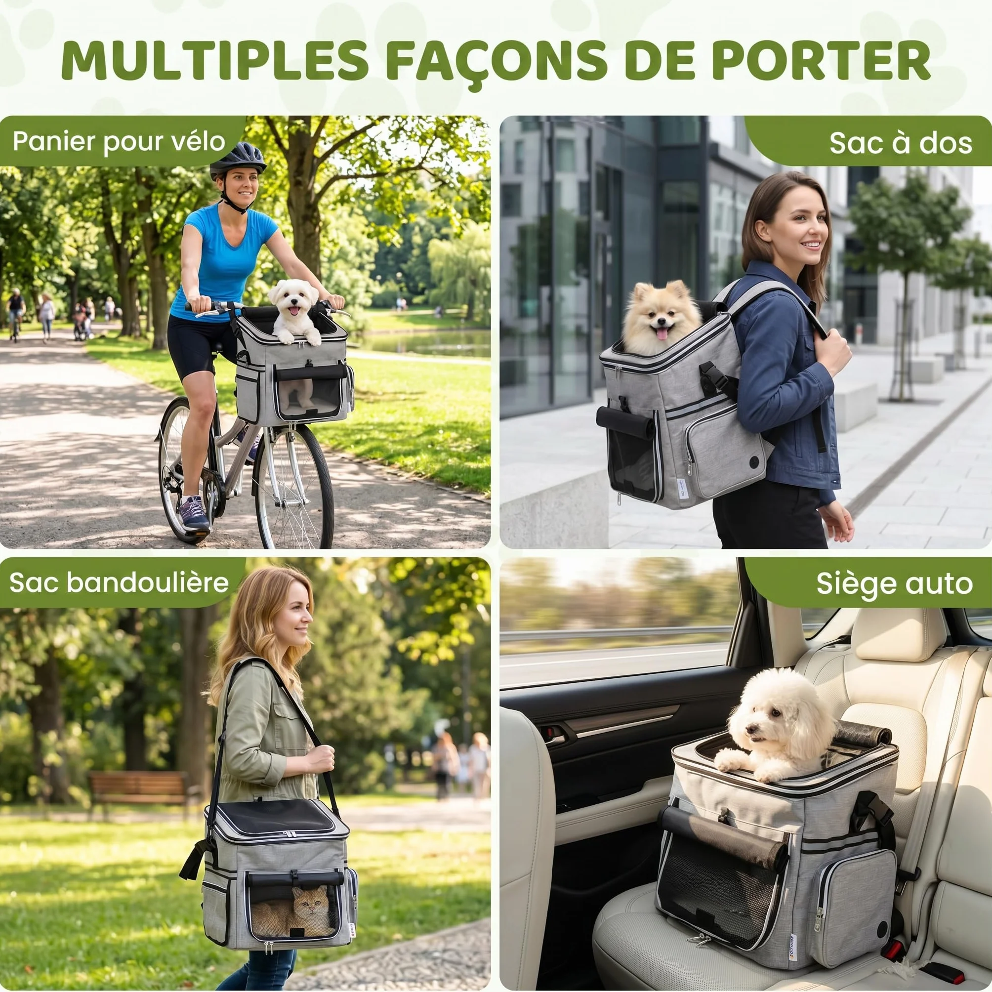 PawHut Cestello da bicicletta Anteriore per Cani Gatti, Cestino Bici Anteriore Portatile con Guinzaglio di Sicurezza, Base Rigida Rimovibile, Coperchio Staccabile, Cuscino Soffice, Finestre e Porta