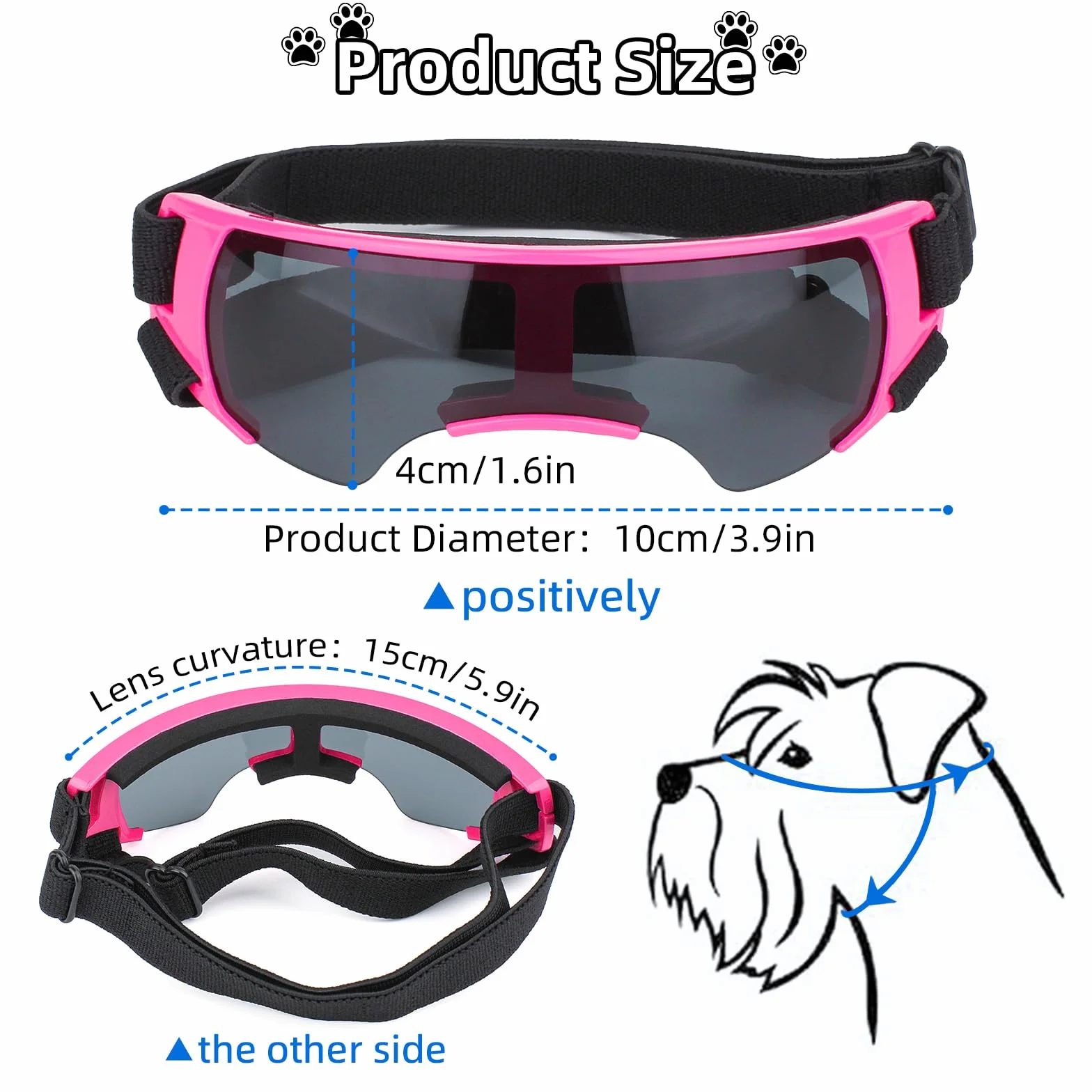 Occhiali da neve estivi, occhiali da sole per cani di piccola taglia, protezione dagli occhi, protezione UV per cani, occhiali da sole, anti-appannamento, per moto, canestro convertibile (rosa)