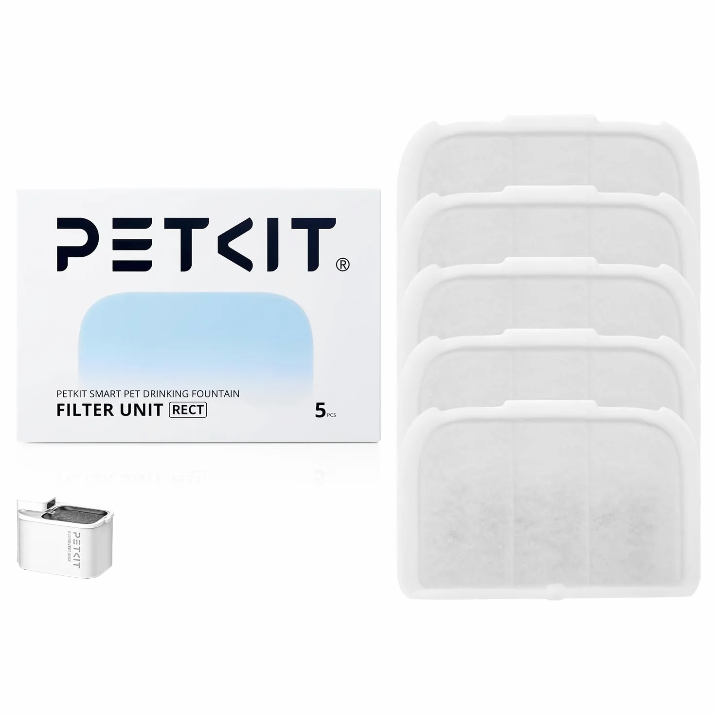 PETKIT EVERSWEET MAX Filtri, Filtri Fontanella per Gatti, 5 Pezzi Filtro per Fontana per Gatti,Carbone Attivo,Filtrazione Altamente Efficiente