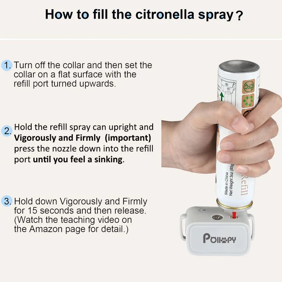 Citronella Spray Ricarica per Tutte Le Altre Marche Citronella Spray Dog Training Collar, Bark Control e Remote Trainer, Umano e Sicuro Spray, 90 ml/lattina (1 Lattina)