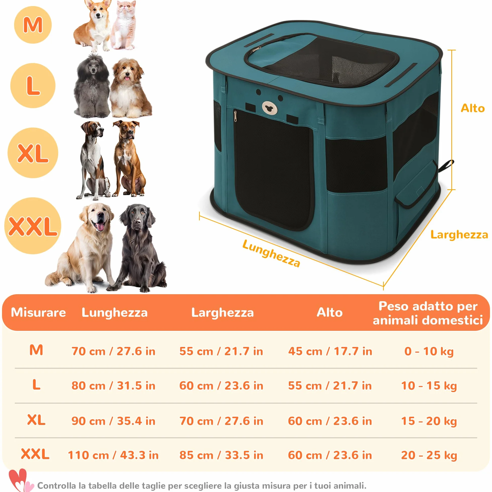 ALLSOPETS Pieghevole Recinto per Cani da Interno, Box Traspirante Portatile per Gatti Conigli Cuccioli con Borsa, Blu Reale M