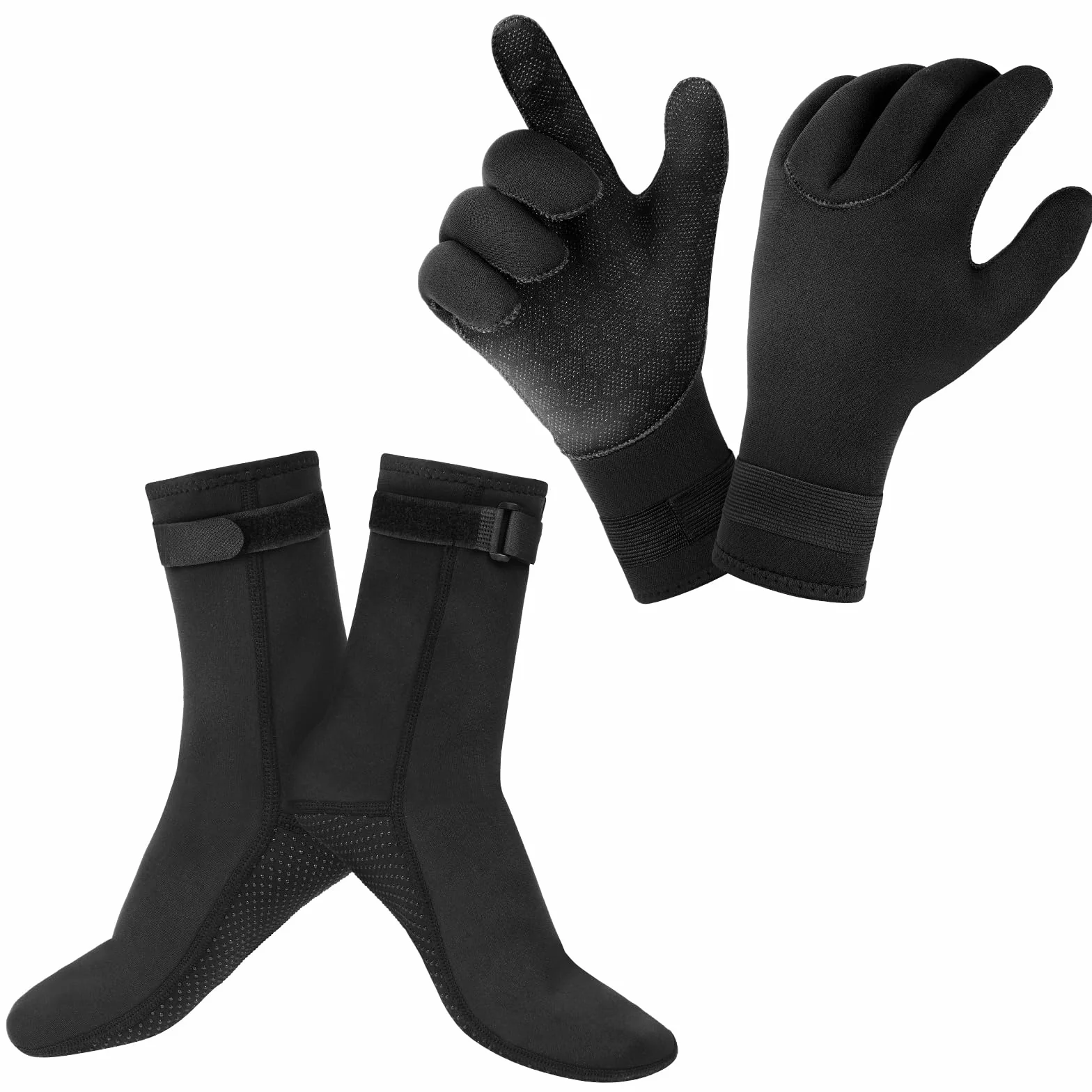 AUAUY Guanti e Calzini in Neoprene Elastico, Unisex 3mm Guanti e Calzini da Muta Termica, Polso Elastico e Particelle Antiscivolo, per Immersioni Snorkeling Surf Pagaia Kayak Nuoto
