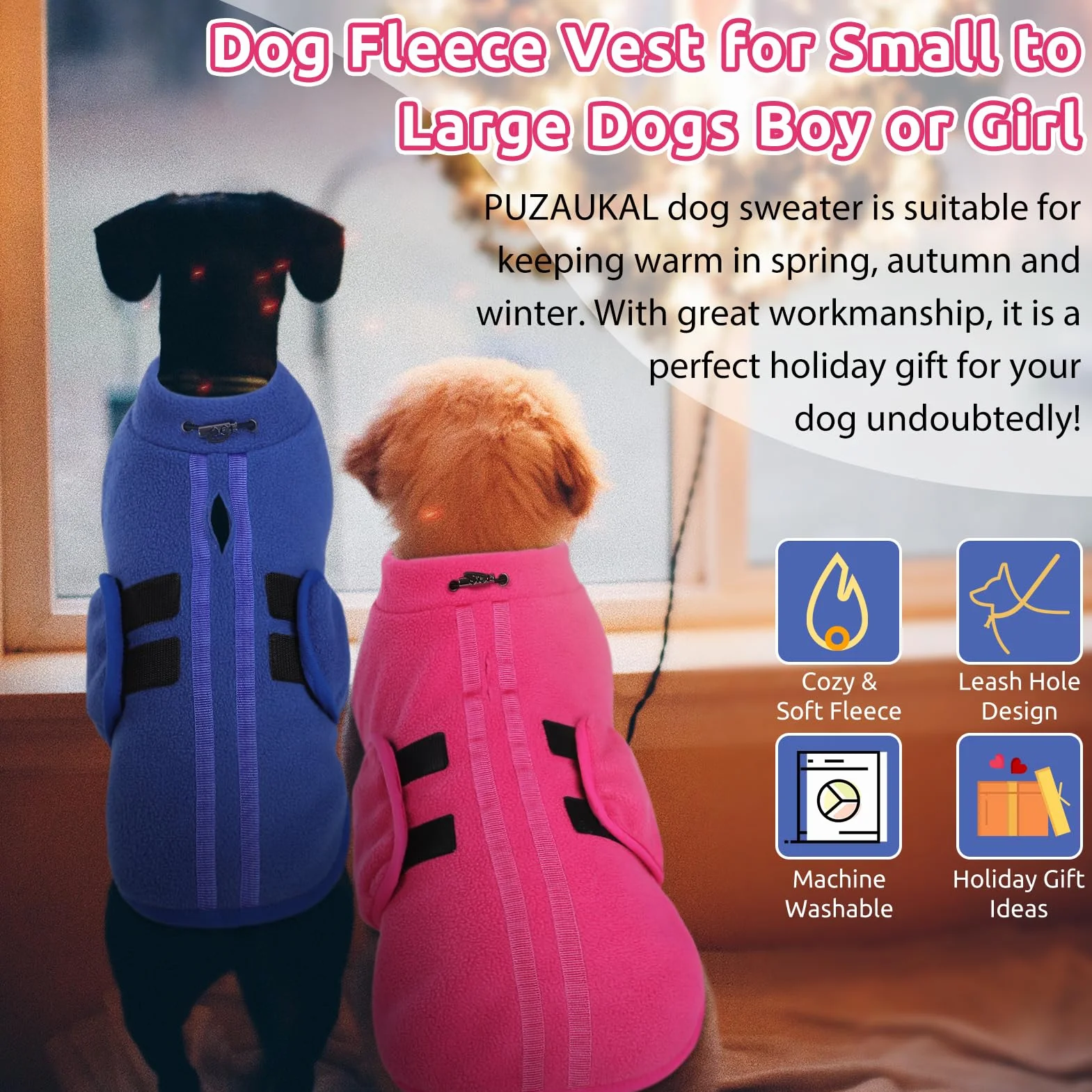 Pile Dog & Cat Coat Harness Vest – Caldo Blu (S)