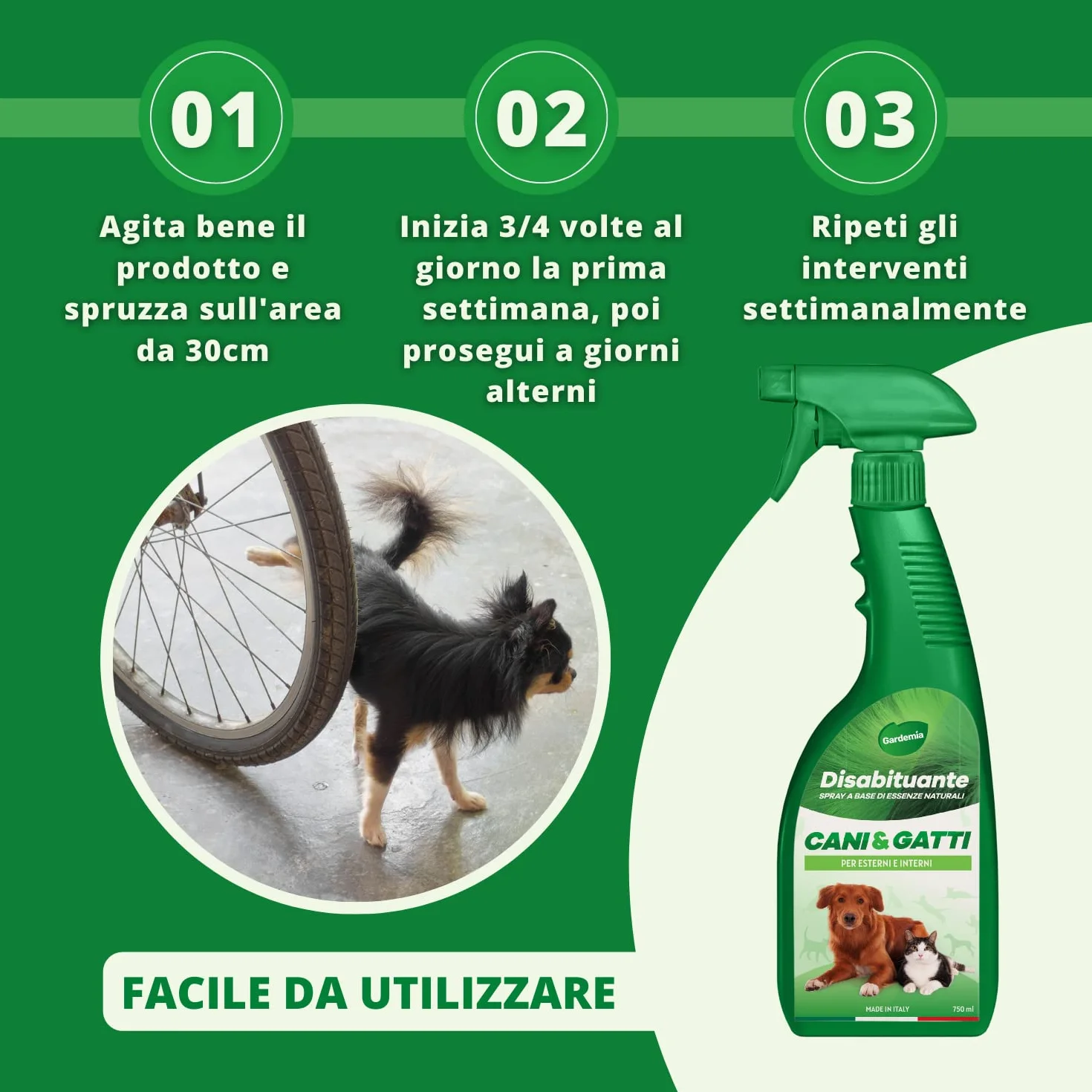 Gardemia Disabituante Vegetale per Cani e Gatti 750ml Spray Anti Pipì Esterni Interni Azione Naturale per Disabituarli Barriera Olfattiva Urine Casa Giardino Alternativa Eco a Repellente Dissuasore