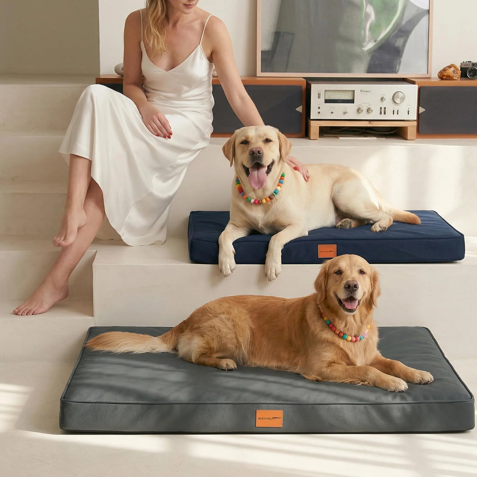 WAVVE Cuccia Cane Ortopedica 112x81x7.6 cm XL Letto Sfoderabile Lavabile Impermeabile Grigio