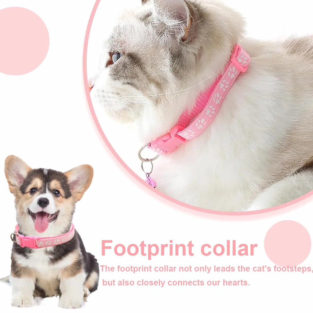 Collare Cane,collari e guinzaglio,Guinzaglio per Cani, regolabile per cani e gatti, con guinzaglio a sgancio rapido con fibbia per cani di piccola taglia e gatti cuccioli (rosa)