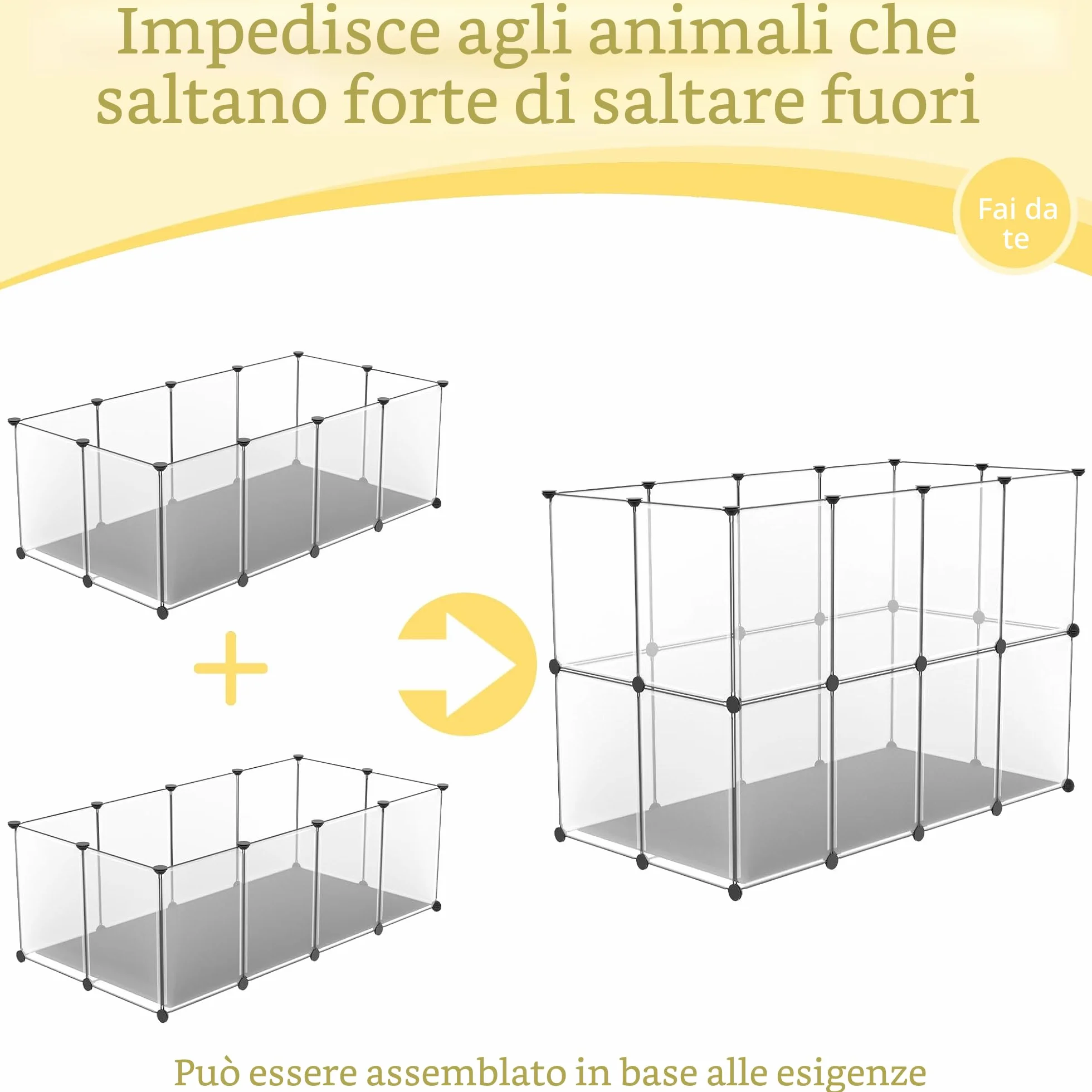 UISEBRT Recinzione libera con base e tappetino impermeabile confortevole, set da 12 pezzi, box modulare, 143 x 73 x 46 cm, per piccoli animali e cuccioli, box per cani, gabbia per conigli, recinto per