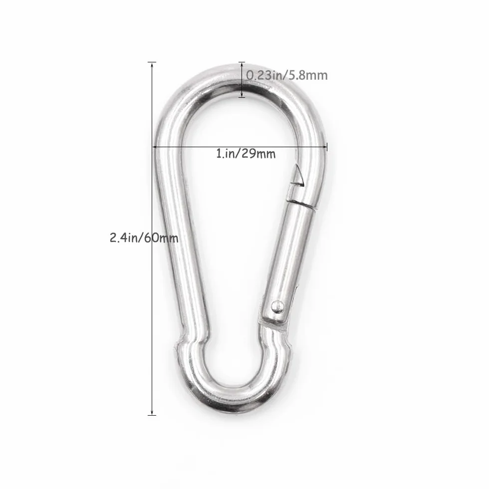 Moschettoni Acciaio Inossidabile 304 6 Pezzi Forma D Portachiavi Carico 70 kg M6