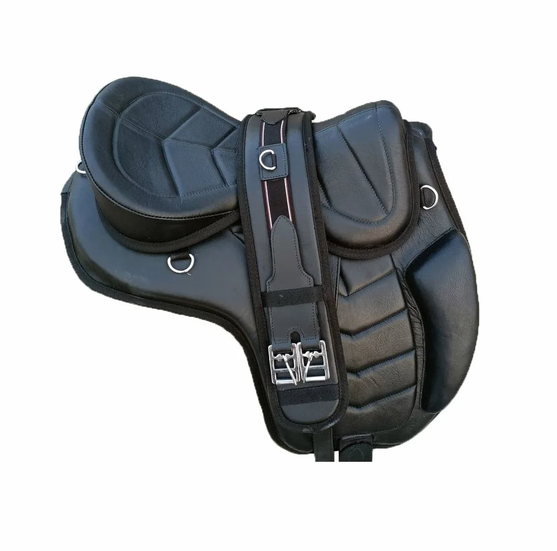 Sella morbida in pelle di cavallo freemax marrone da 12 pollici a 18 pollici con cinturino abbinato