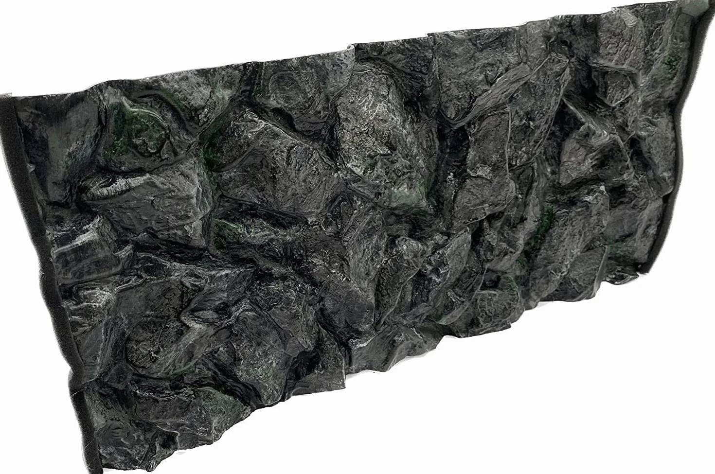 PLASTIKO - Acquario Sfondo 3D I 100x50 cm I Facile da Montare e Pulire I Non Richiede Colla I Sicuro per Gli Animali I Grigio con Un Modello di Pietre Alte