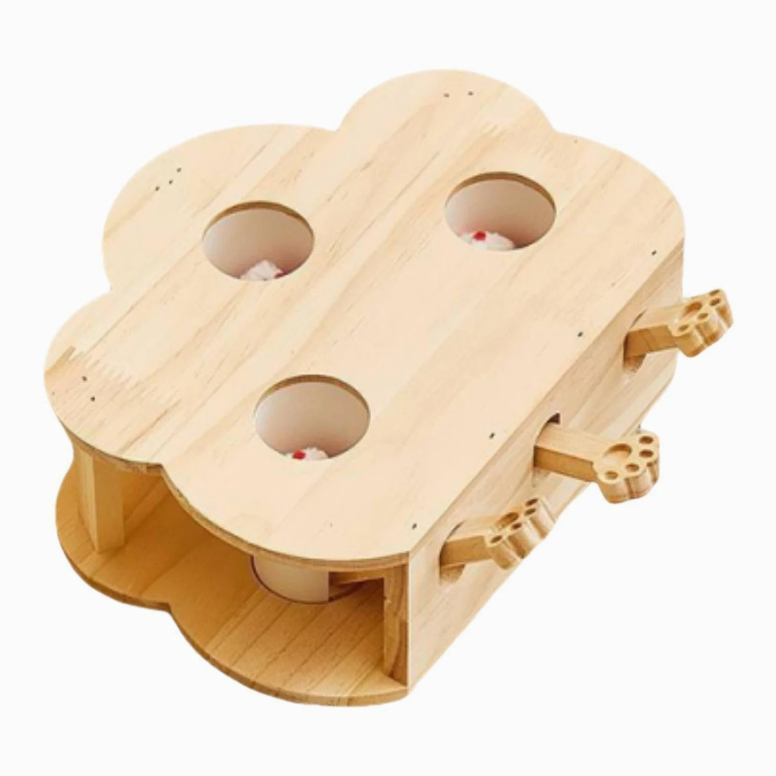 Whack a Cat Toy: Interattivo in Legno per Gatti, Gioco di Cattura E Apprendimento a più Livelli per Gatti Attivi, Ideale per La Casa, 3 Fori