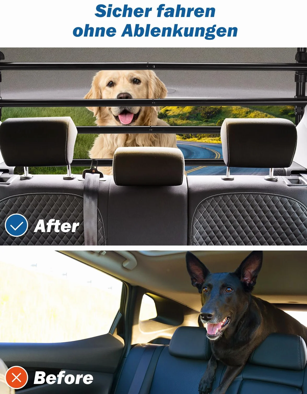 JOYTUTUS Divisori Auto per Cani, Barriere Cani per Veicoli, Griglia Protettiva Protezione per Cani per Auto Protezione per Cani in Alluminio Divisorio per Bagagli Griglia Universale per Bagagliaio