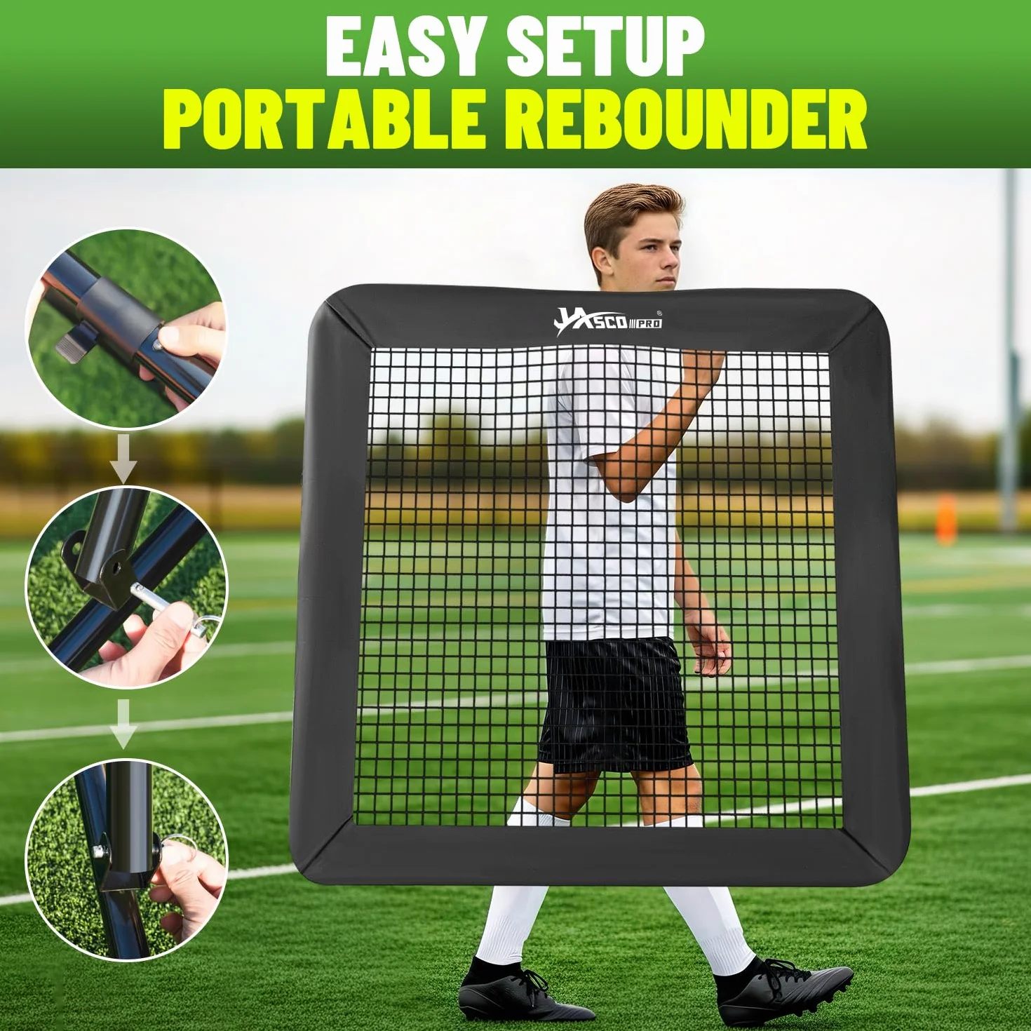 JASCOPRO Rete da rimbalzo da calcio, bersaglio per porta da calcio, attrezzatura da allenamento portatile