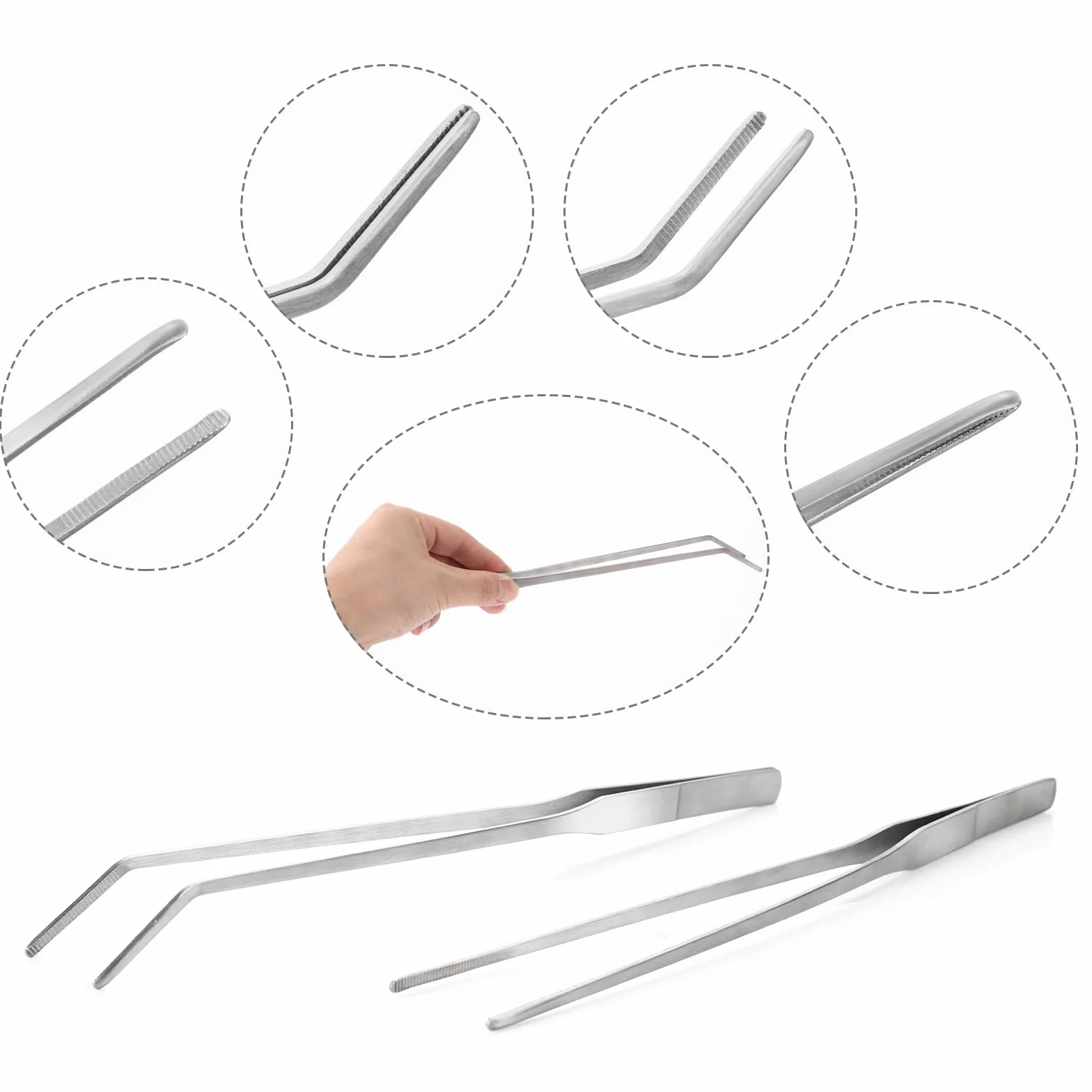 Set di pinzette per acquari in acciaio inossidabile 27cm cobee - 2 pinzette dritte e curve per acquario terrario aquascape
