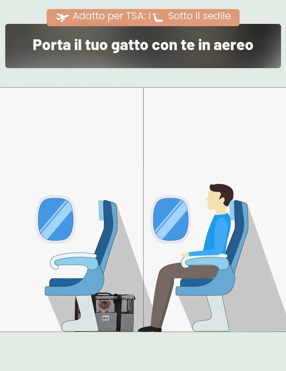 Trasportino per cani e gatti, con ruote, per il trasporto, per auto, con manico telescopico e tracolla, grigio
