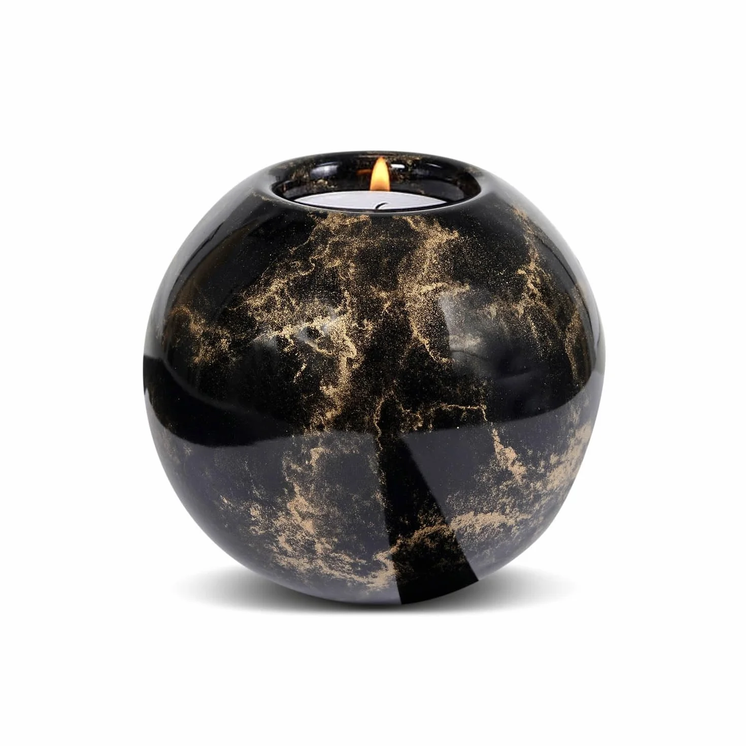 Urna per ceneri in vetro con portacandela - urna elegante per cane e gatto - 500 ml - nero oro