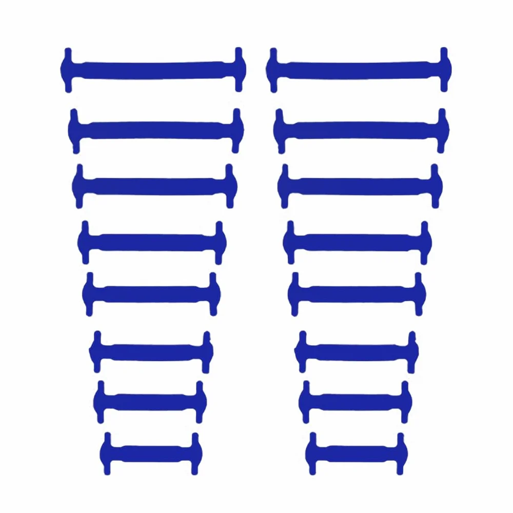16 pezzi di lacci elastici per calzature, fibbie per fissaggio senza cravatta, Blu