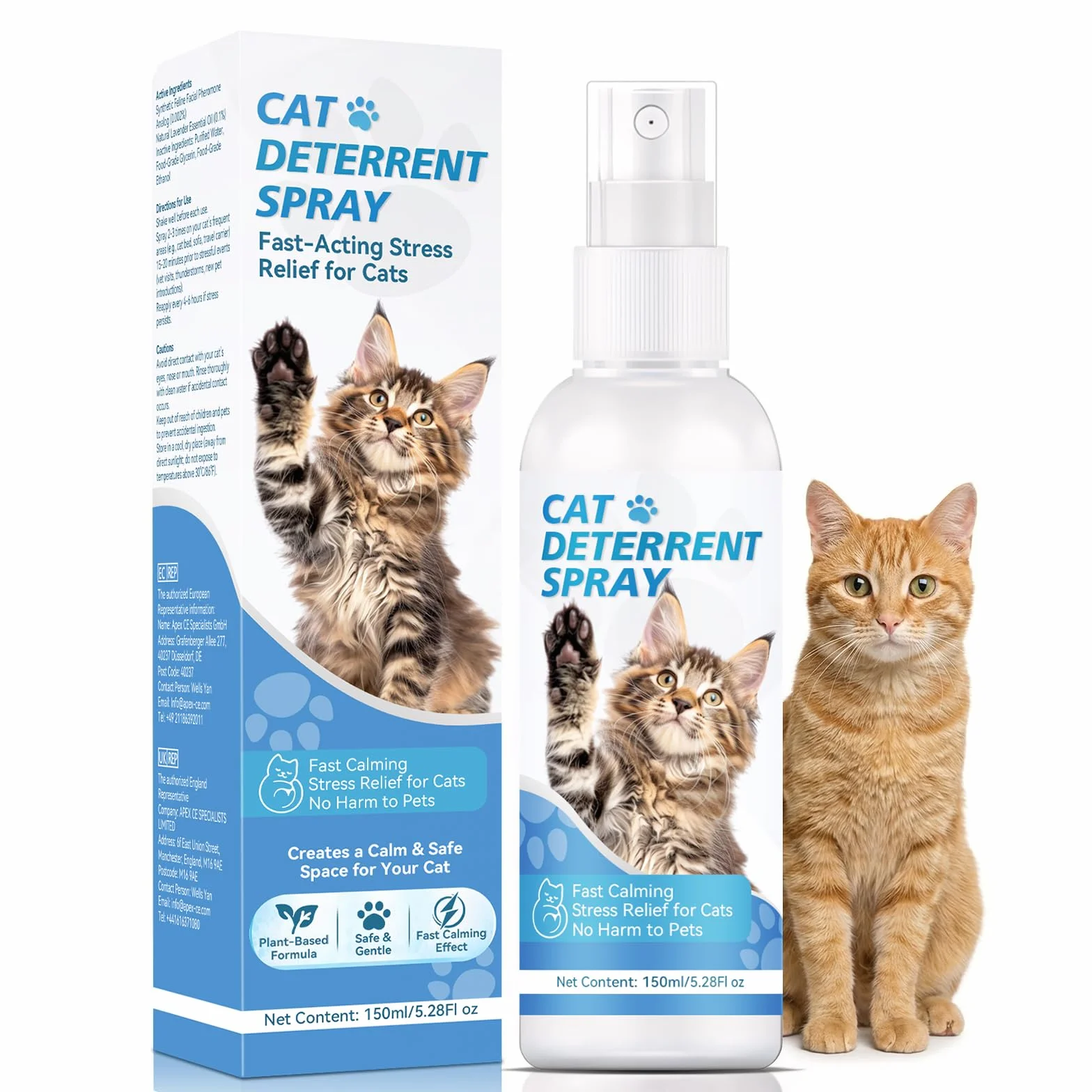 Spray Repellente per Gatti – Repellente per Gatti & Dissuasore per Gatti Naturale – Efficace Disabituante Gatti per Interni ed Esterni – Spray che Allontana Gatti e Protegge Mobili, Giardino e Divani