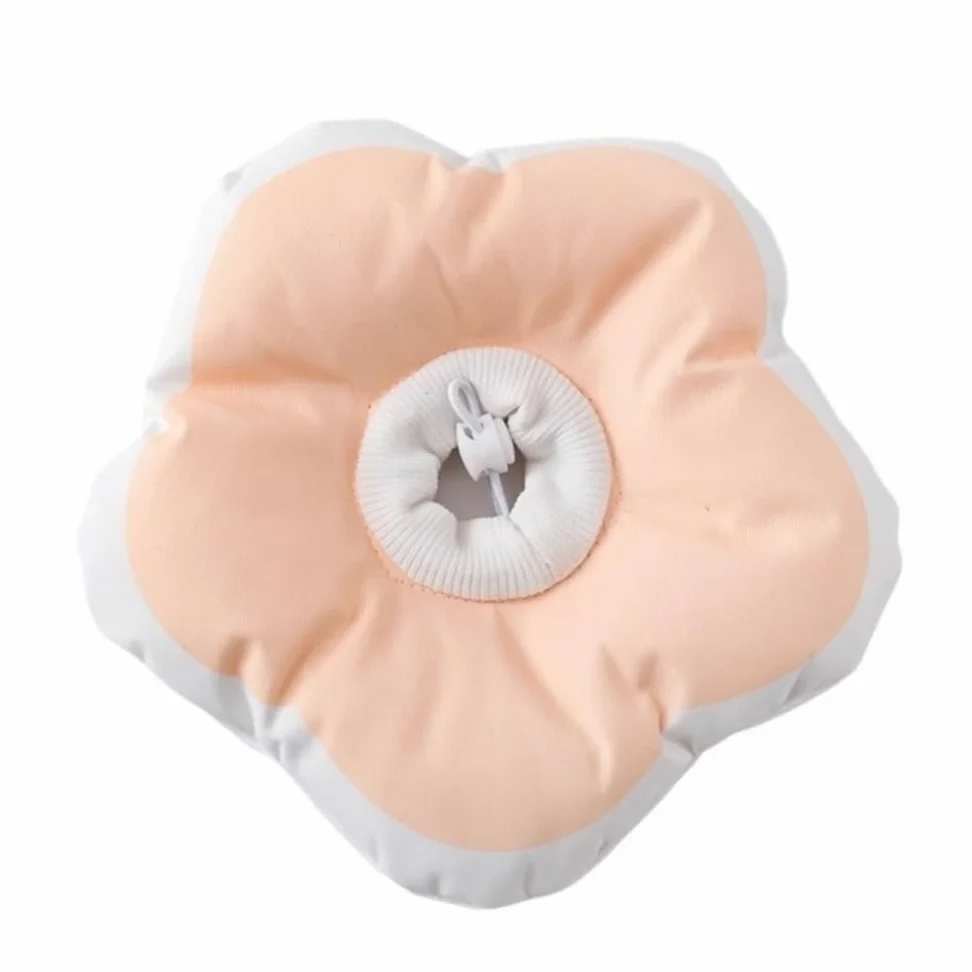 Collari a cono per gatti in cotone con fiore anti-morso per cani di piccola taglia, collare elisabettiano protettivo per il collo (rosa, L)