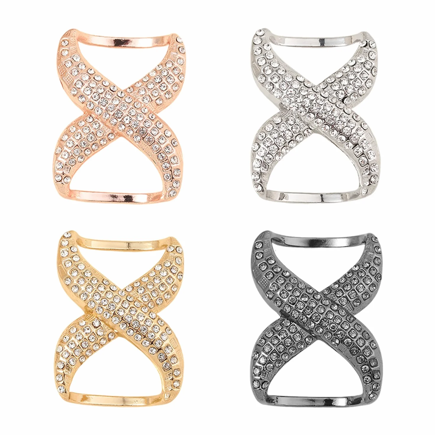 Fibbia per Sciarpa in Metallo Silver, 4 Pezzi, Accessori Unisex