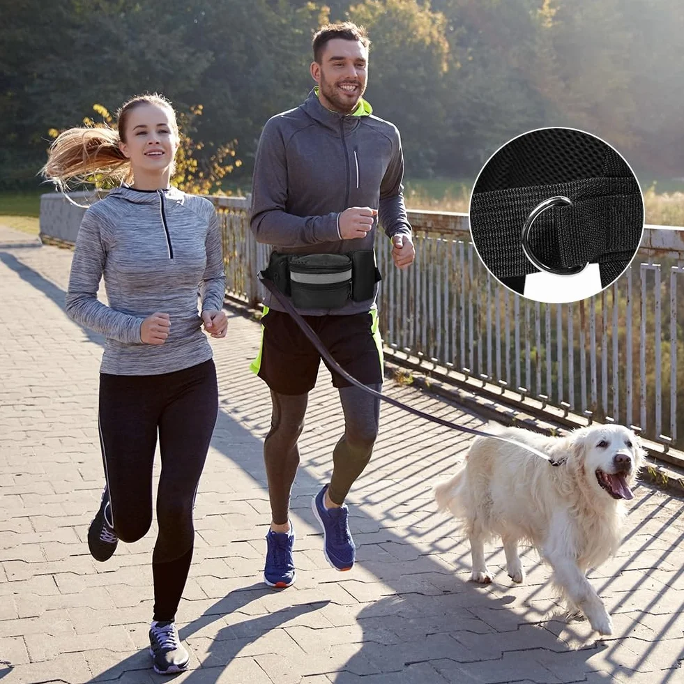 Aomig Borsa per cani 3 in 1: ciotola pieghevole, clicker e marsupio regolabile per passeggiate e allenamento a mani libere