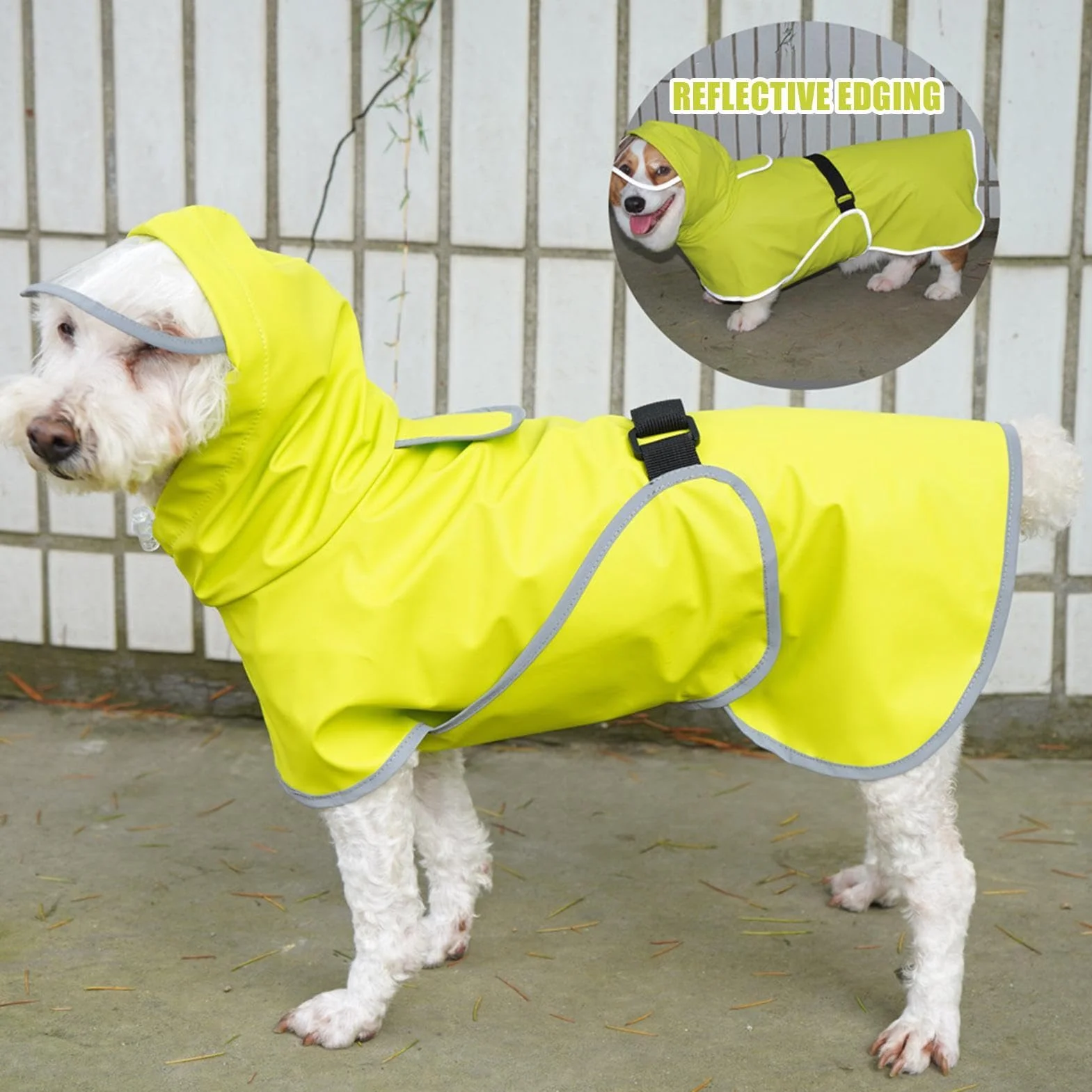 Impermeabile per Animali Domestici Impermeabile per Animali Domestici Impermeabile per Cucciolo | Abbigliamento Riflettente per Animali Domestici con Fori di Corda, Impermeabile per Cucciolo