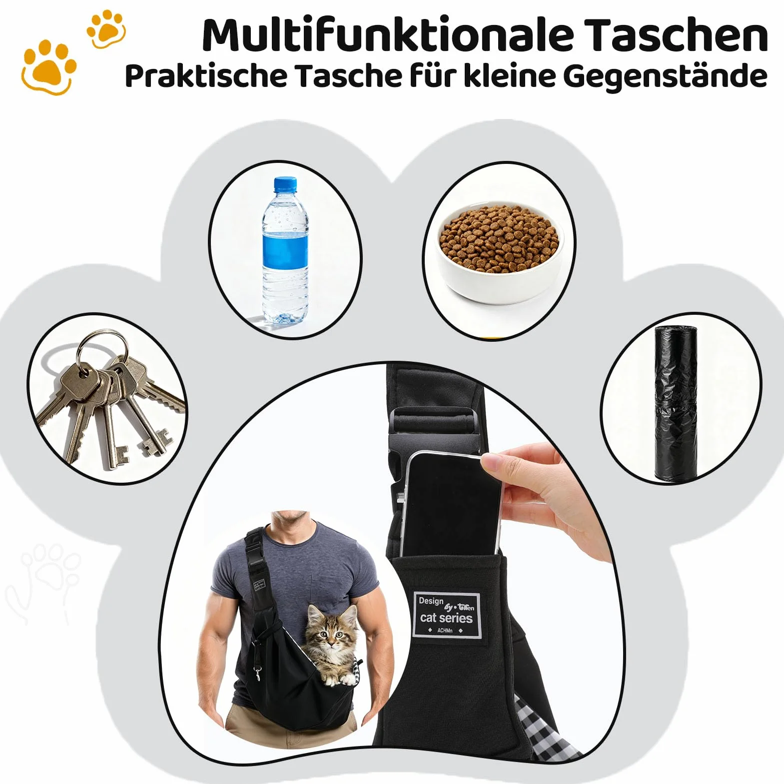 Borsa da trasporto per cani piccola taglia 7,5 kg regolabile con corda sicurezza tracolla morbida