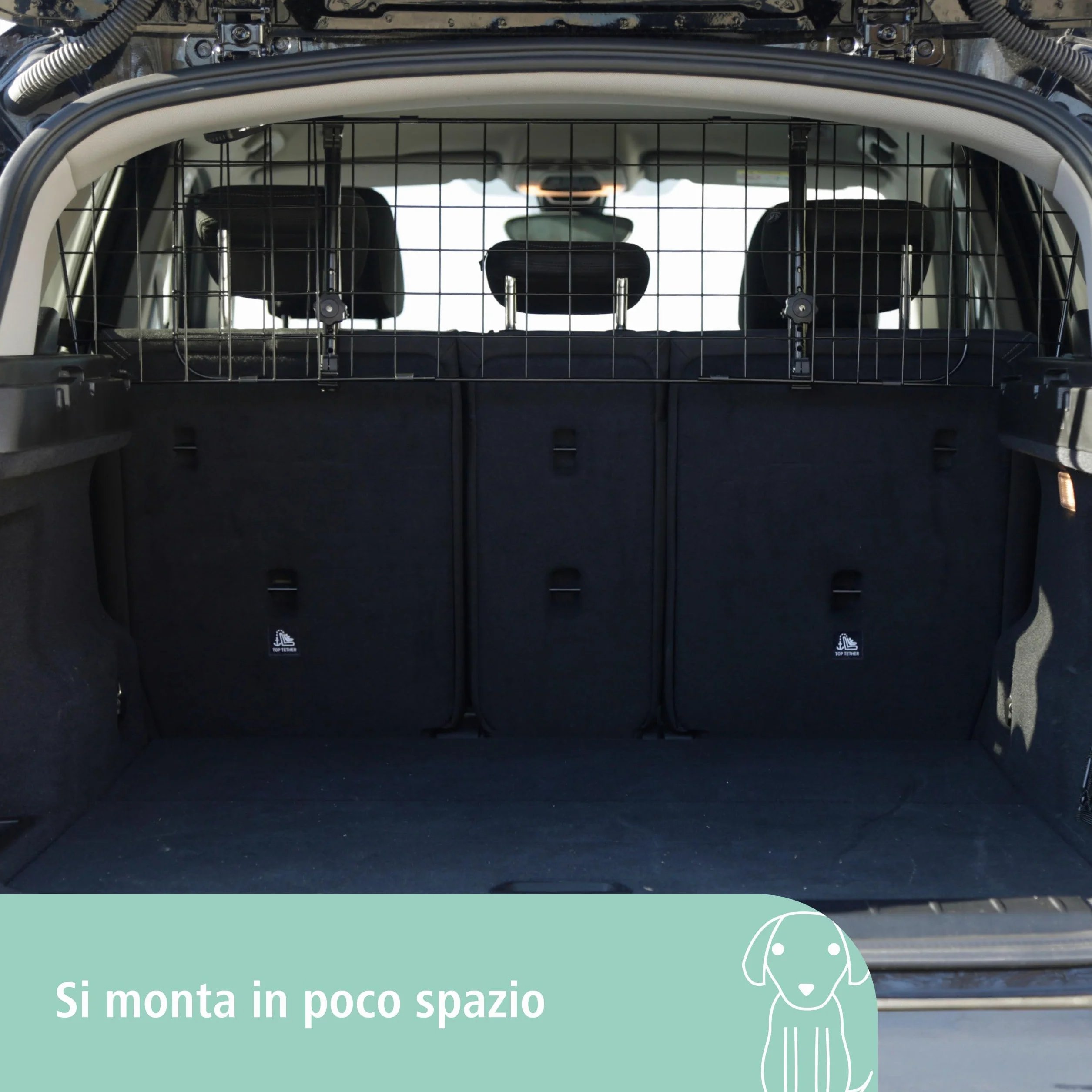 Kerbl Cancelletto di Sicurezza per Auto, Protezione Trasporto, Divisorio, Nero, 30 cm, 96-145 cm, Metallo, Cani, Larghezza Regolabile