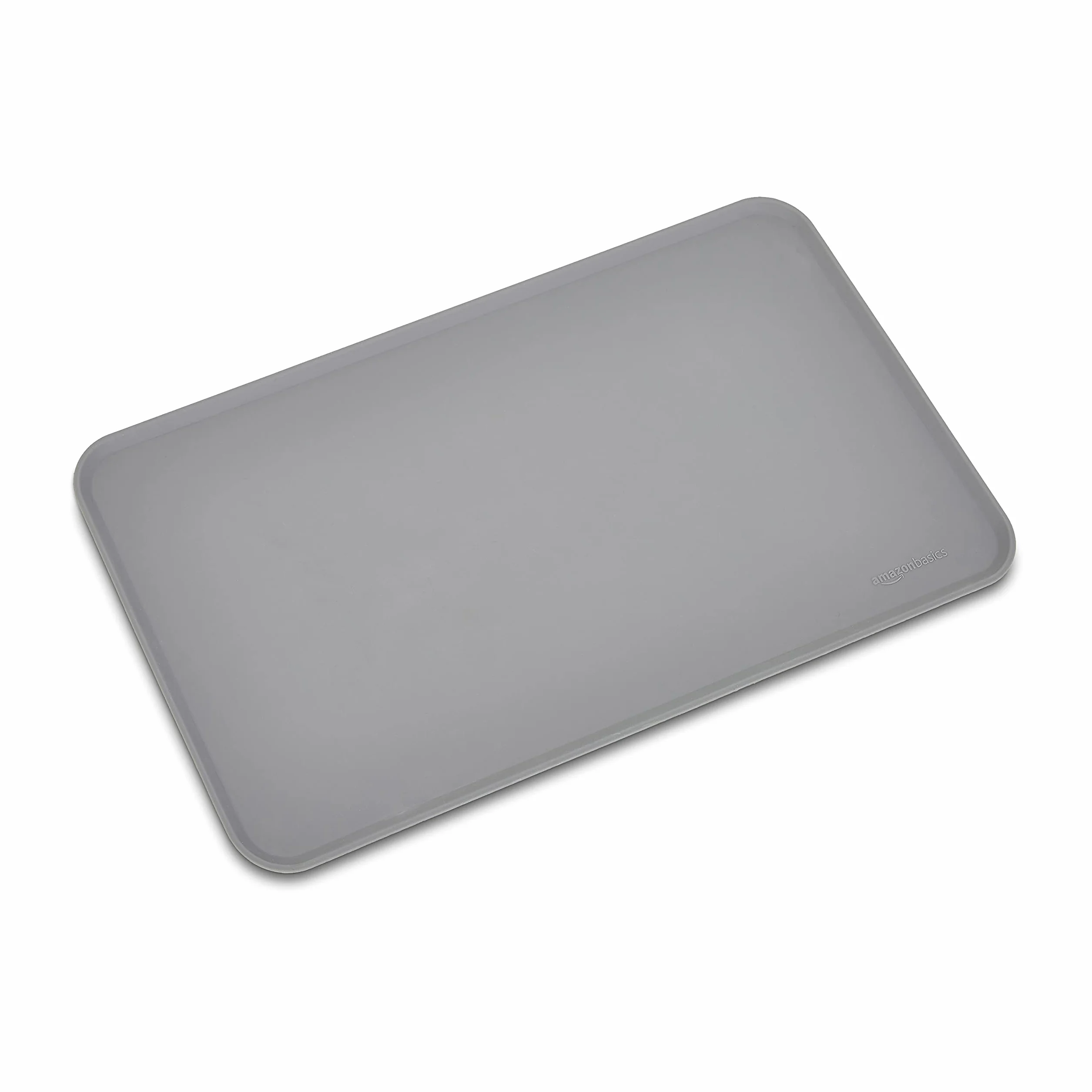 Amazon Basics tappetino sottociotola per animali domestici, impermeabile, in silicone - 47 x 29 cm, Grigio (confezione da 2), Tinta unita