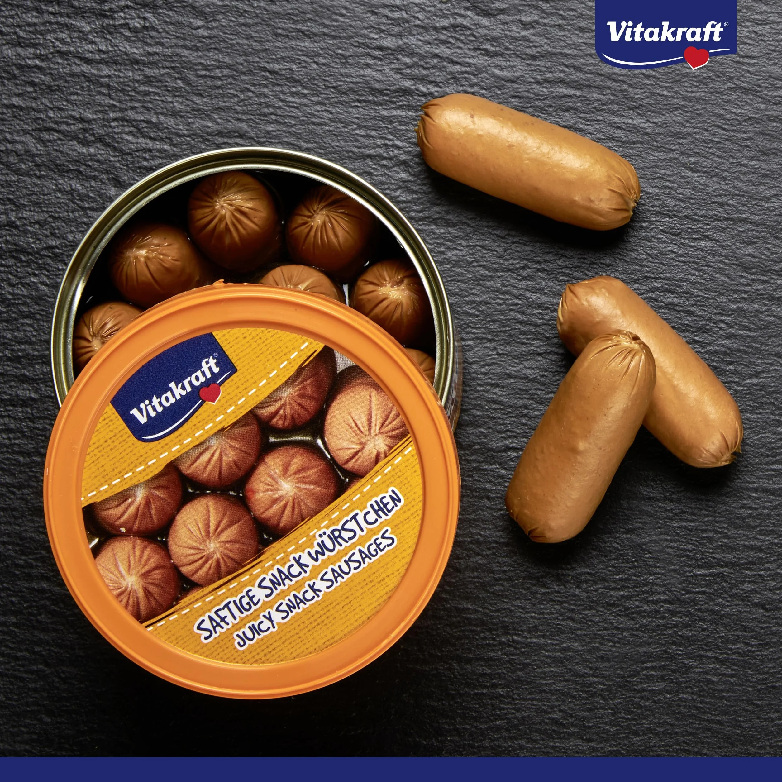 Vitakraft Dog Minis, snack cane, piccoli wurstel con pollame, in barattolo con coperchio, snack per l’addestramento del cane, a ridotto contenuto di spezie, senza zuccheri aggiunti (1x 120g)