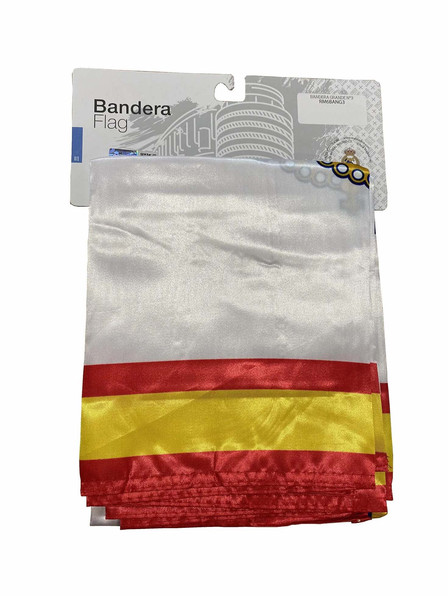 Bandiera del Real Madrid con striscia della Spagna 150 x 100 cm Poliestere 100% Licenza Ufficiale