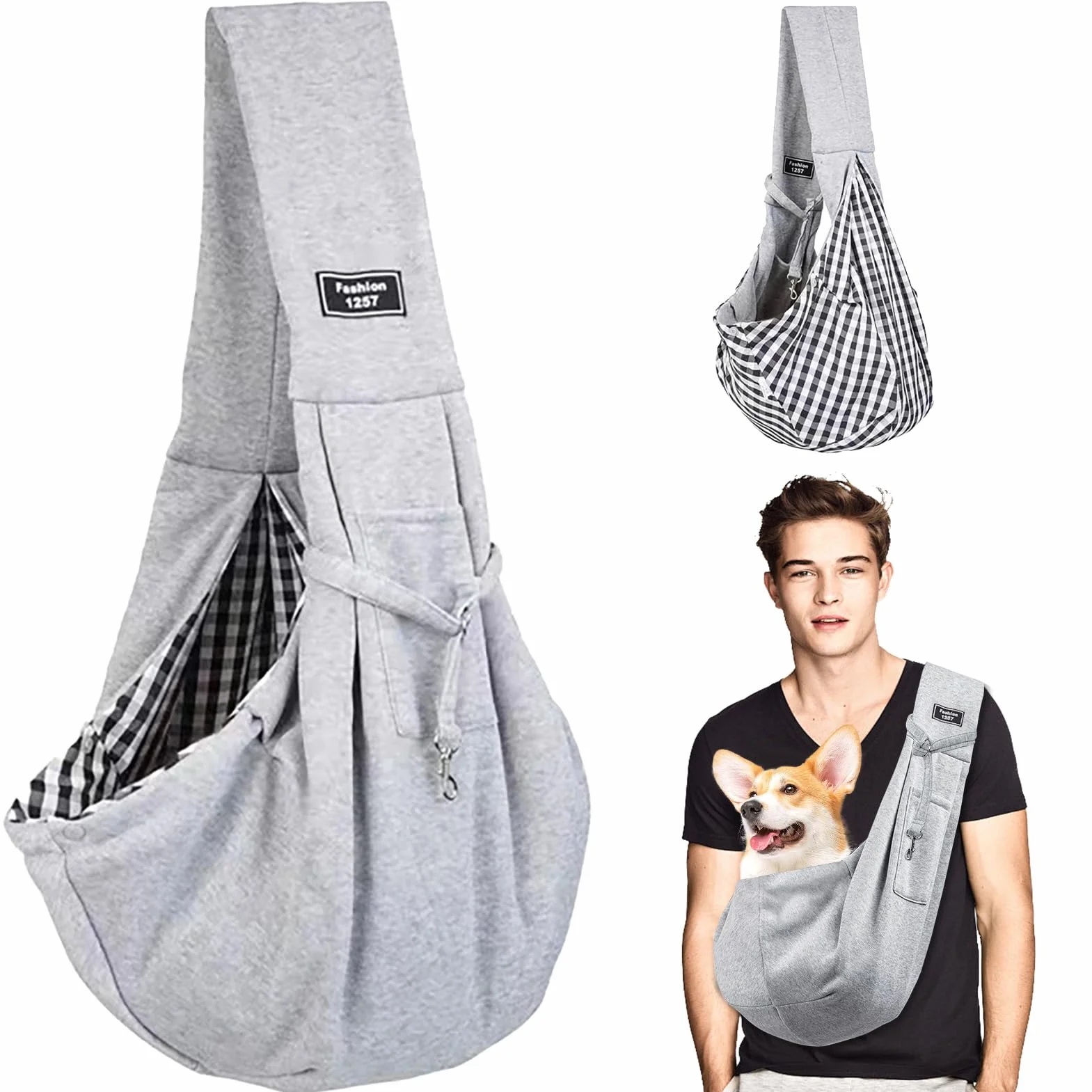 Borsa da Viaggio per Cani, Trasportini Tracolle Animali Trasportino a Tracolla Reversibile Borsa per Cane/Gatto Fino a 7.5kg, Borsa da Viaggio per Trasportino per Cani da Passeggio