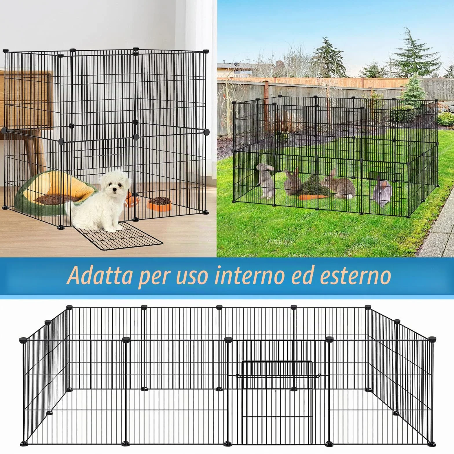 NAIZY Recinto da Esterno per Piccoli Animali, Recinzione Gioco, Casetta per Cuccioli, Nero (Confezione da 12)