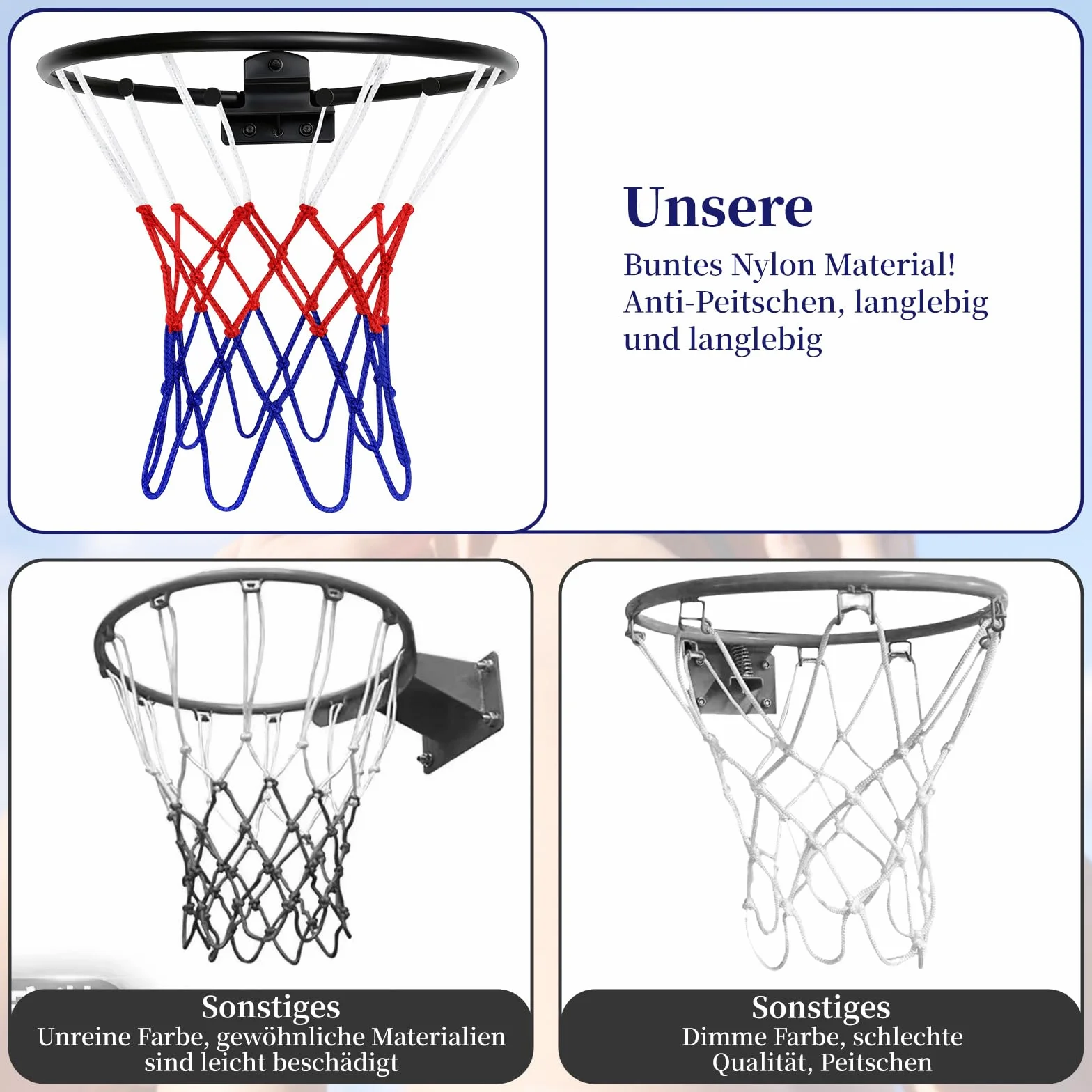 Mini rete di ricambio per pallacanestro 20-26 cm 8 passanti interni esterni