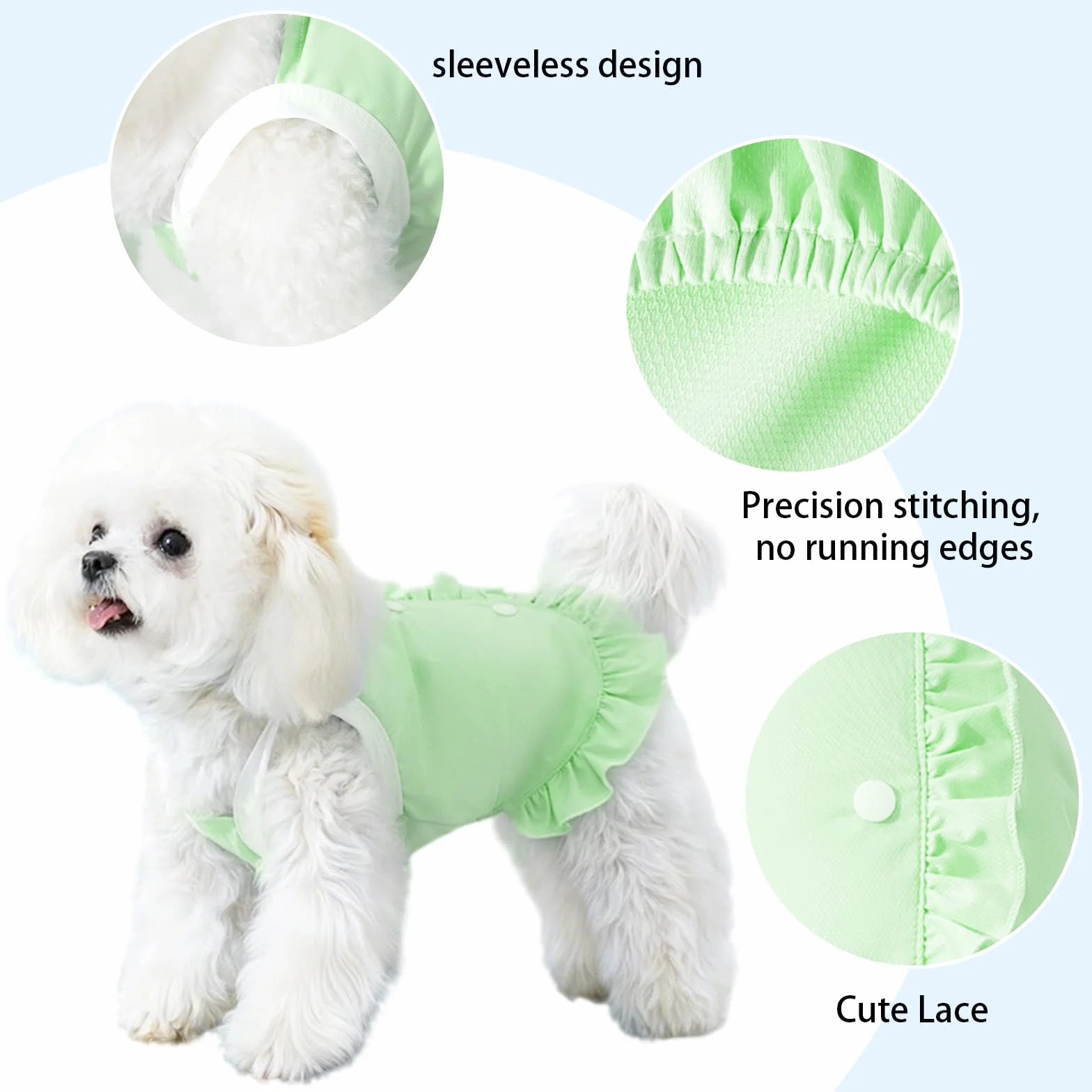 Vestito Rinfrescante per Cani - Top Smanicato Traspirante ad Asciugatura Rapida con Volants, Abbigliamento Estivo per Cani di Taglia Piccola/Media e Gatti