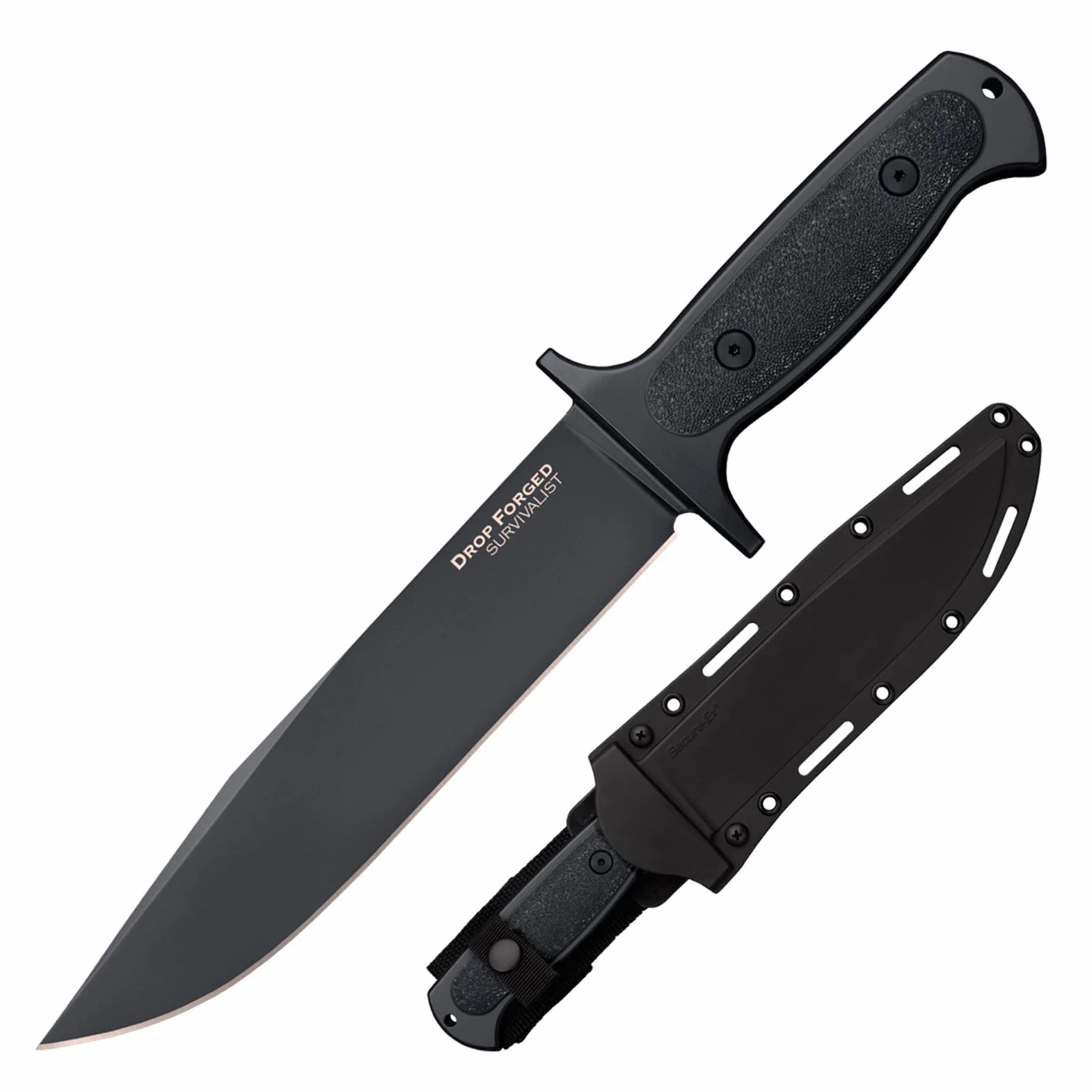 Cold Steel Coltello da esterno in acciaio 36MH Drop Forged Survivalist, lama 2,3 cm, G10, coltello da caccia con fodero per cintura, nero