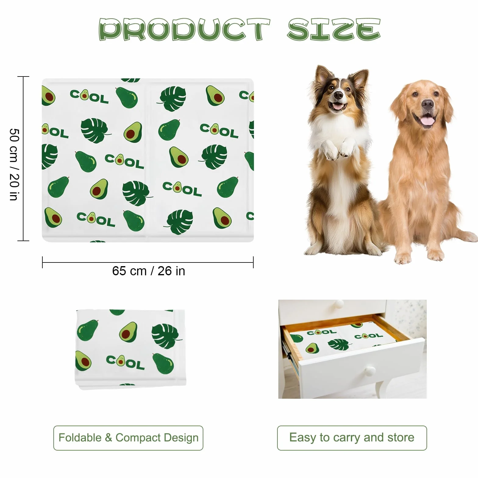 Ninonly Tappetino Refrigerante per Cani Gatti 50x65 Antiscivolo Impermeabile Gel