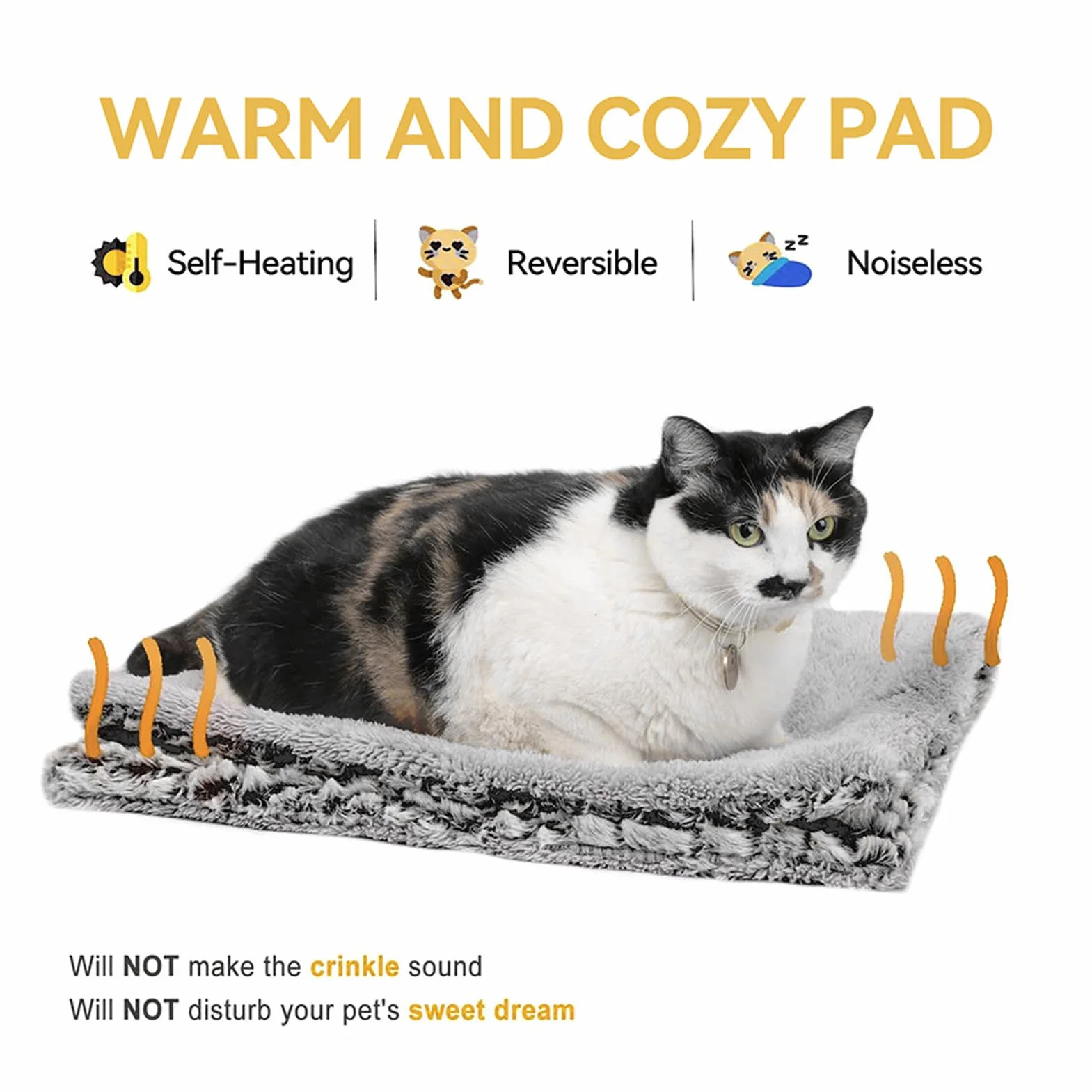 Self Warming Cat Mat, Double-Sided Pet Pad, Plush Heating Blanket for Small Animals, 23.62x19.69x1.97 Inches