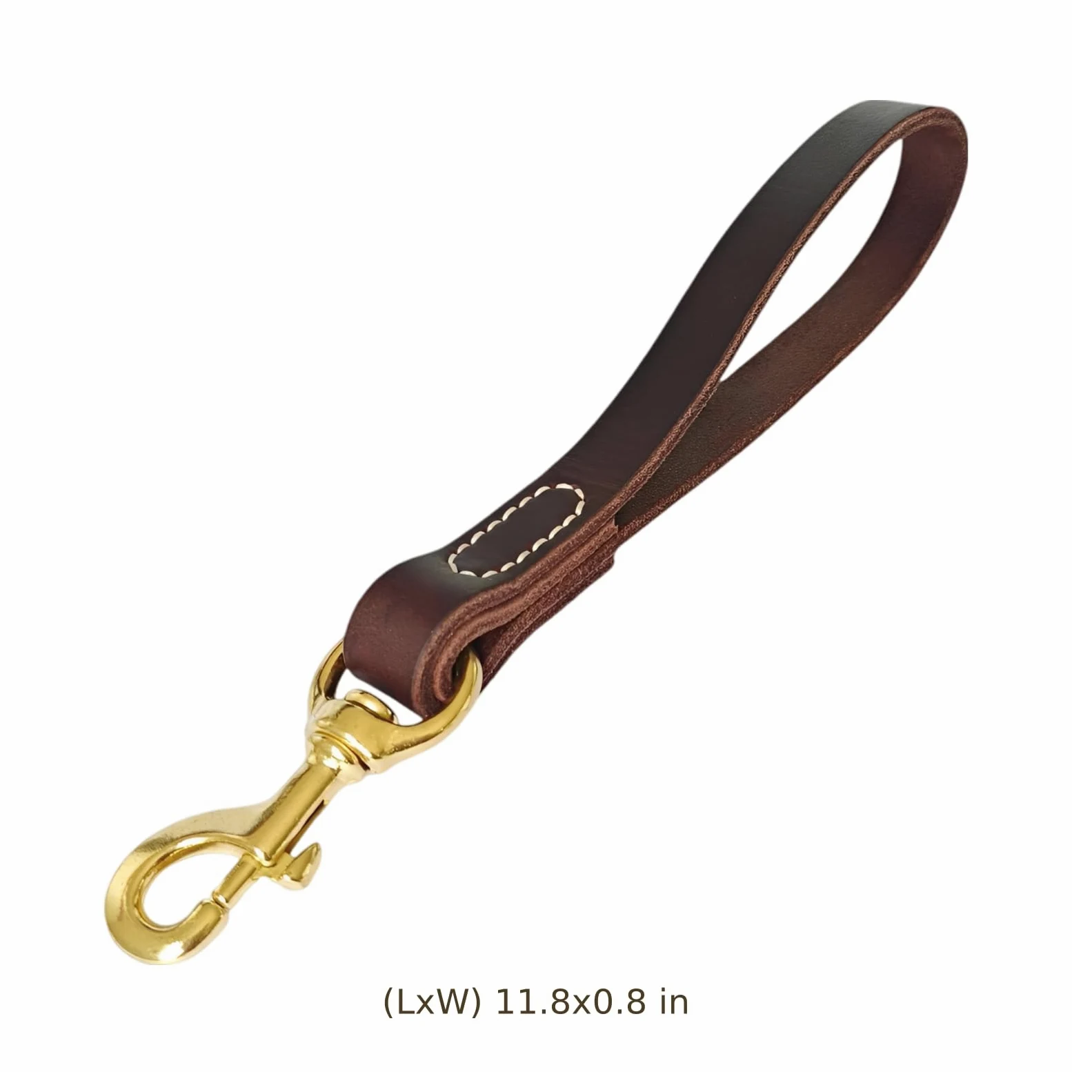 Guinzaglio per cani in pelle grana di alta qualità, 30 cm, largo 2 cm, cuciture rinforzate, manico marrone scuro, gancio in lega di zinco, per cani di grandi dimensioni per passeggiare e addestramento